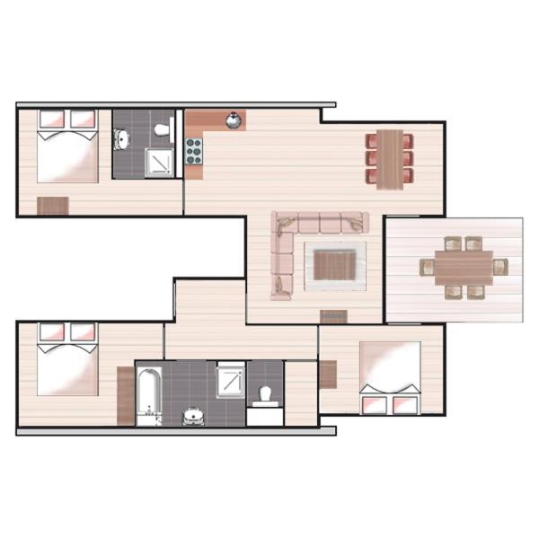 Three-Bedroom Apartment - Photo 2