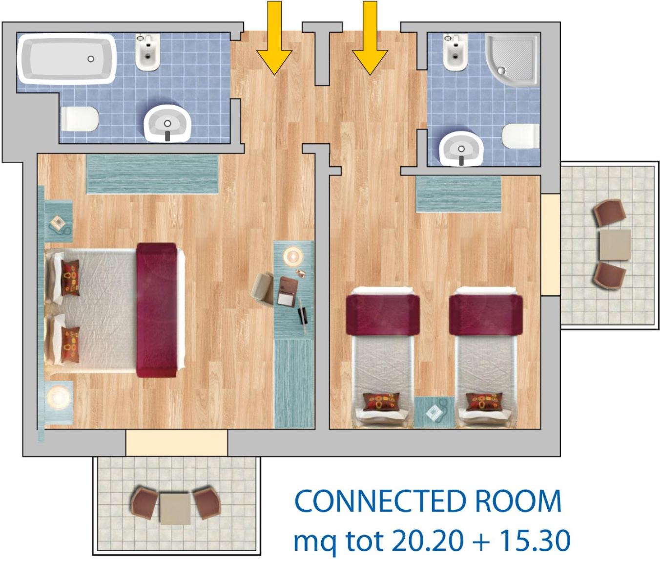 Two Connecting Double Rooms photo 1