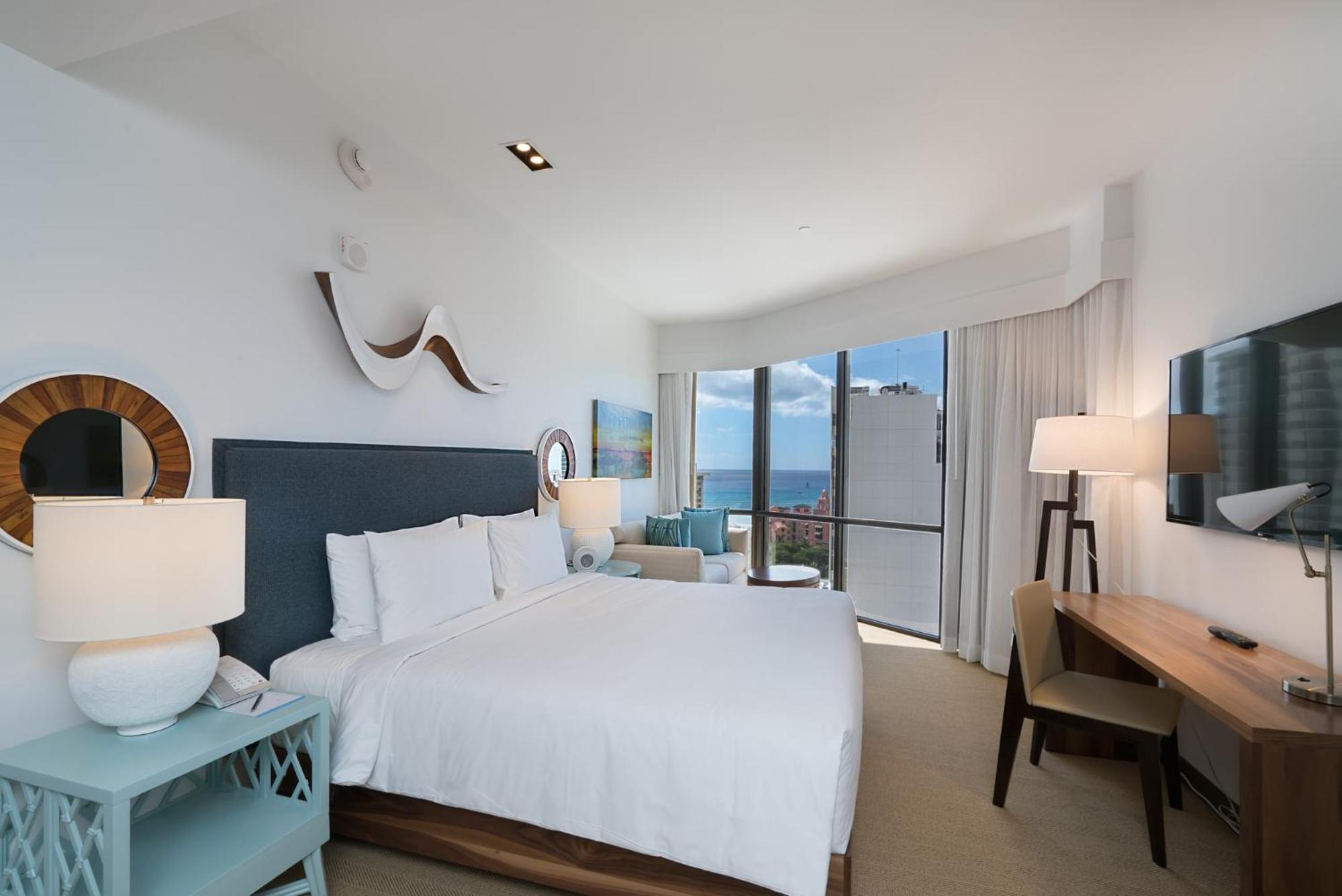 King Room with Ocean View at Hyatt Centric Waikiki Beach in Honolulu