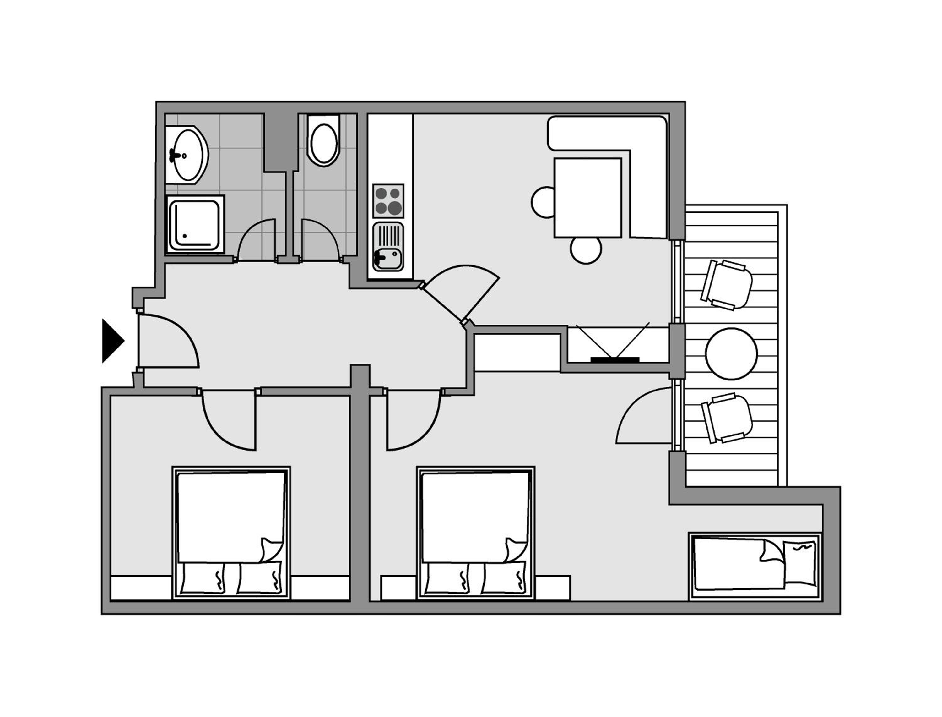 Two-Bedroom Apartment with Balcony - Annex - Photo 2