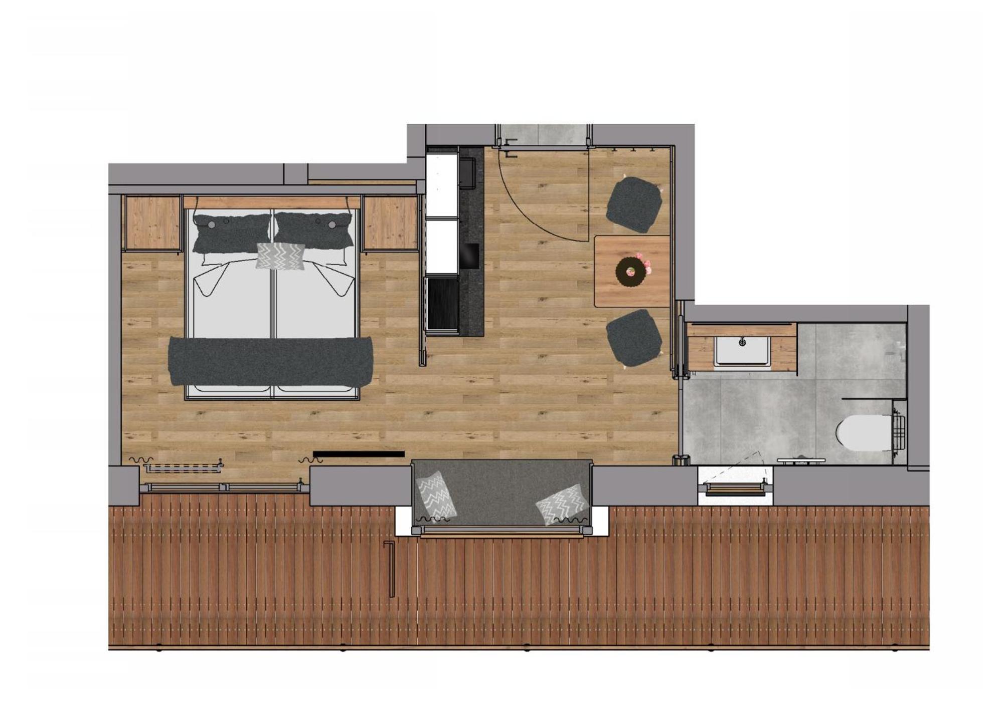 Studio with Balcony
