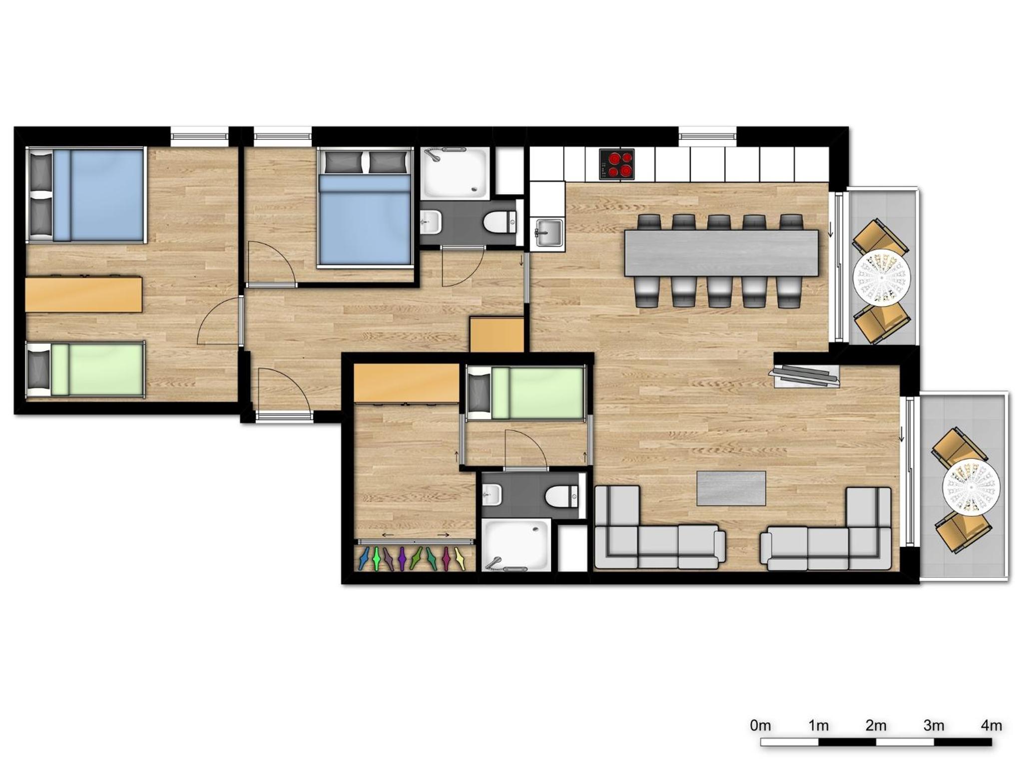 Family Apartment - 10p | Bedroom - 3 Sleeping corners | Infrared cabine