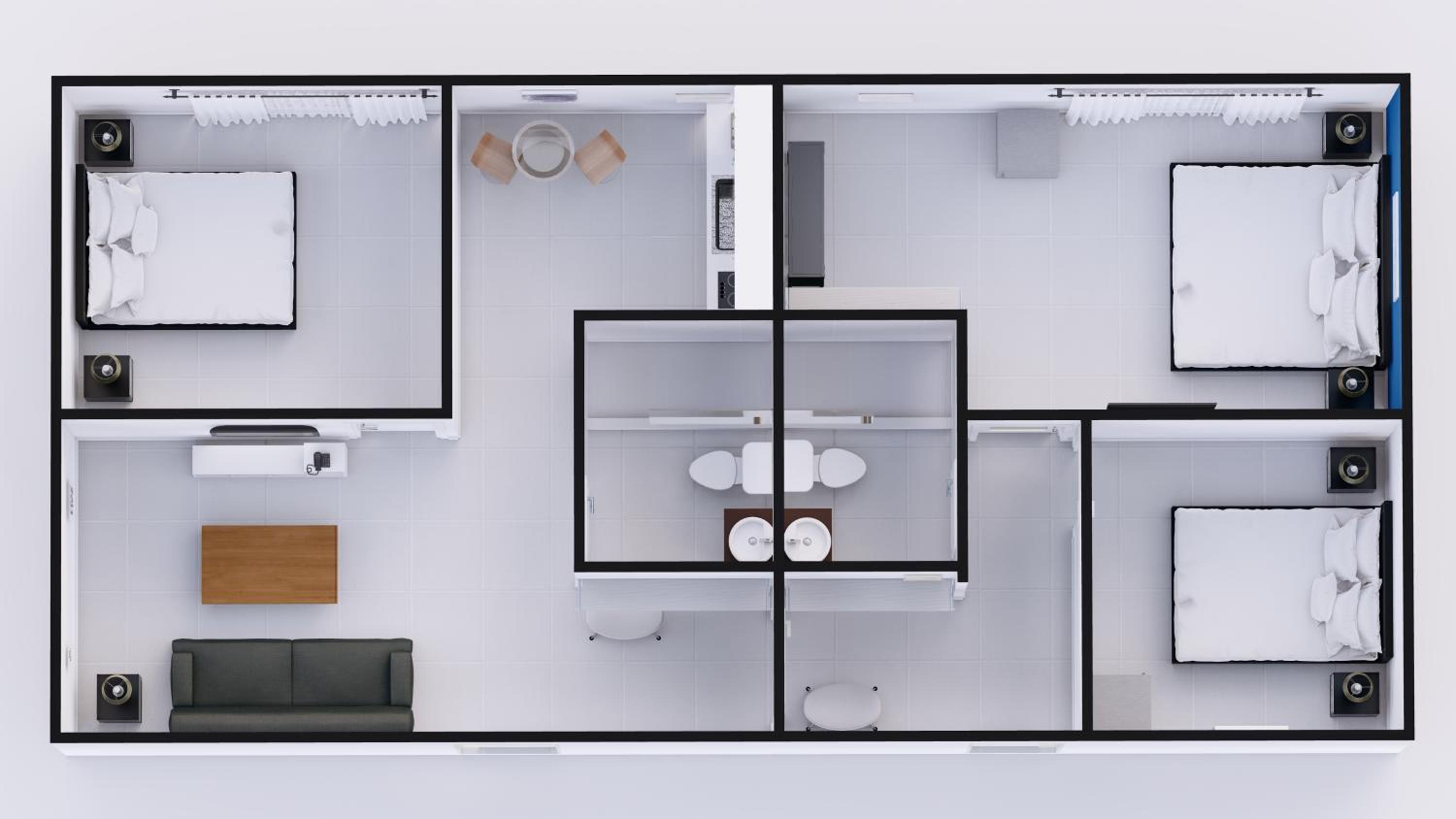 Three-Bedroom Two-Bath Suite with Kitchen thumbnail 6
