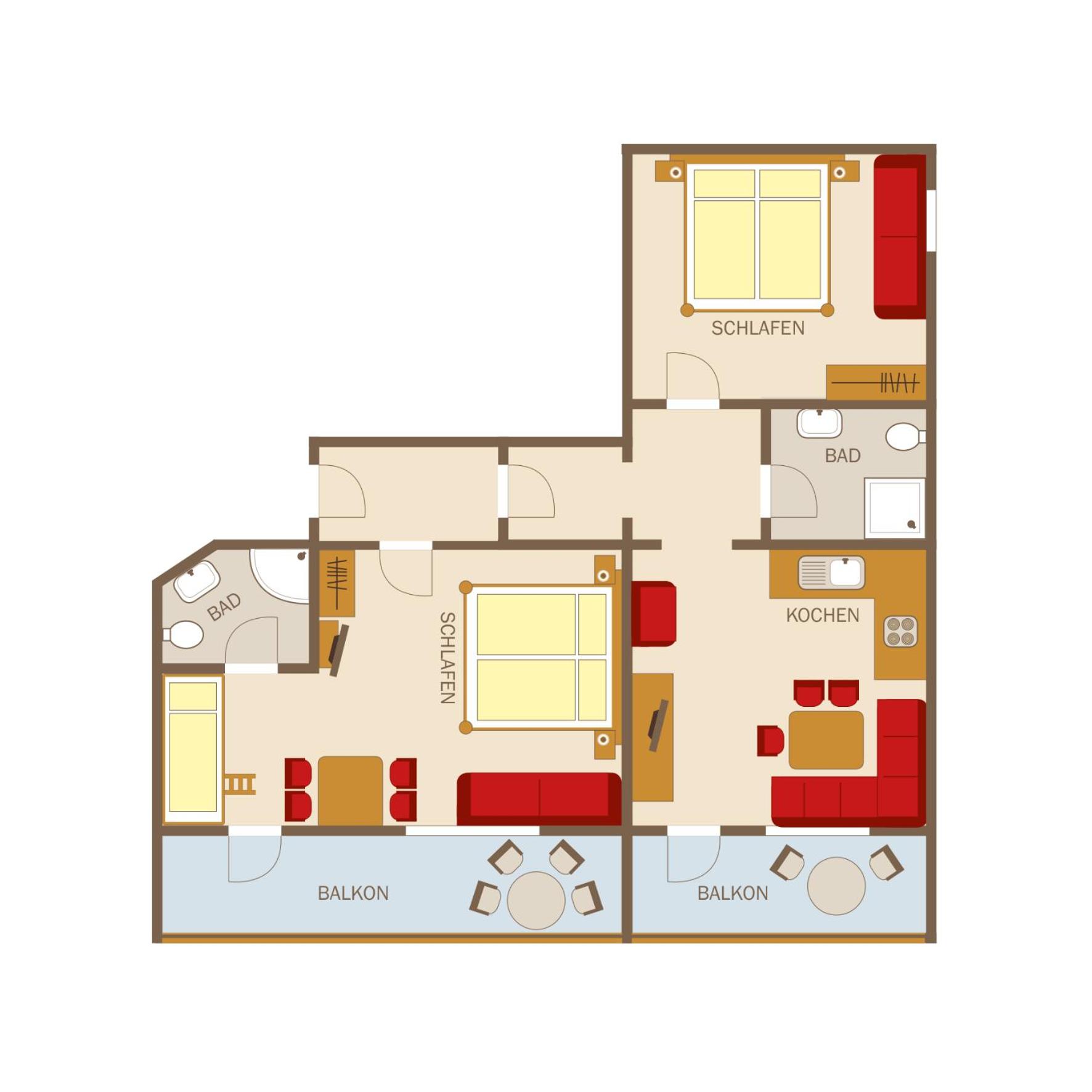 Two-Bedroom Apartment with Balcony