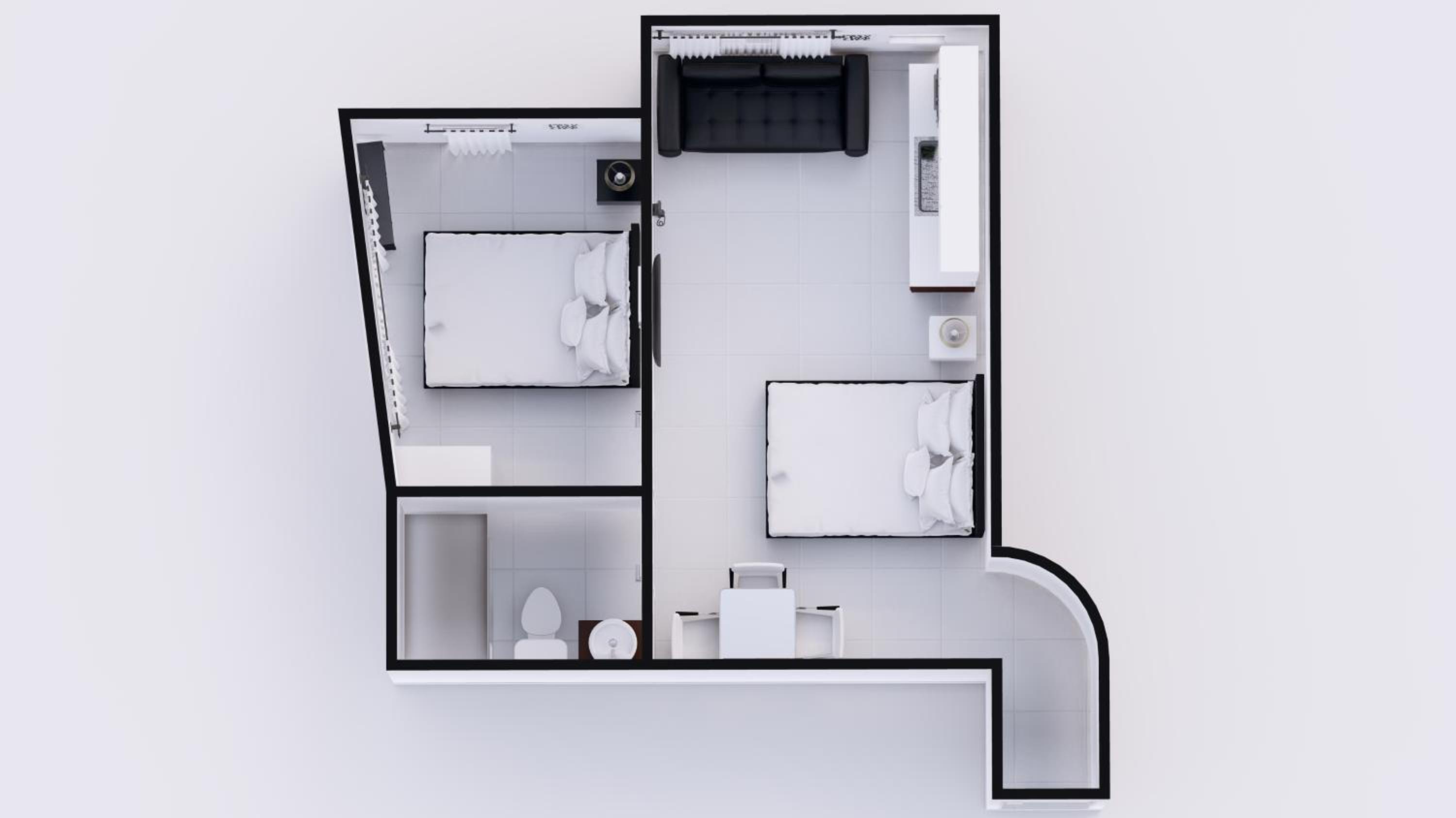 Deluxe Corner Two Bedroom Suite with Kitchen