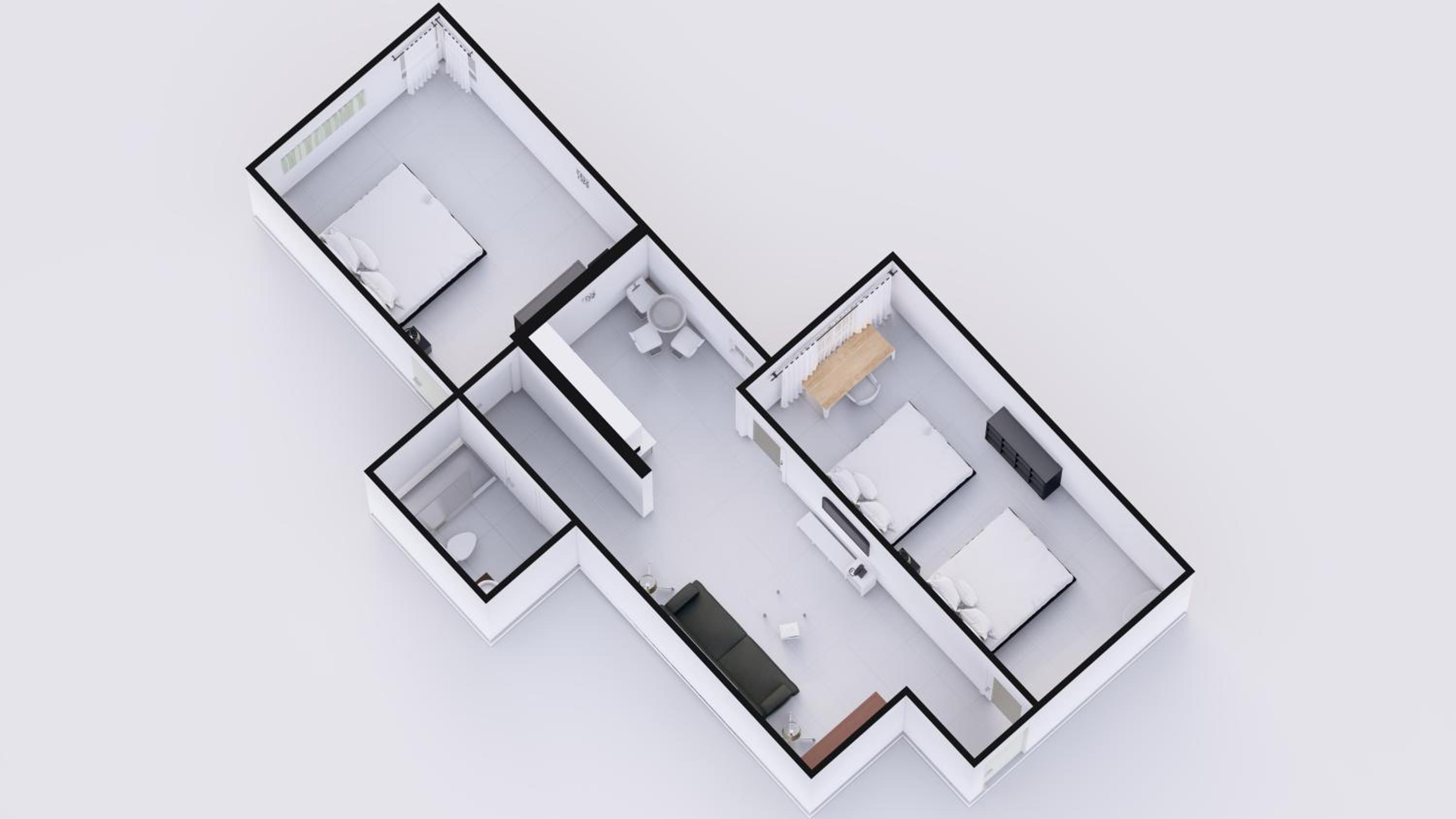 Premium Two-Bedroom Suite Courtyard View with Kitchen