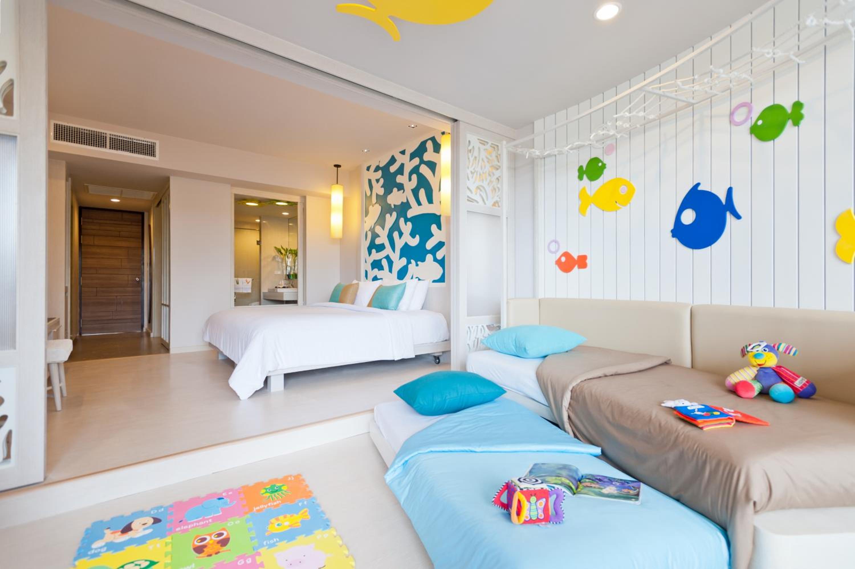 Family-friendly space with playful decor and comfort.
