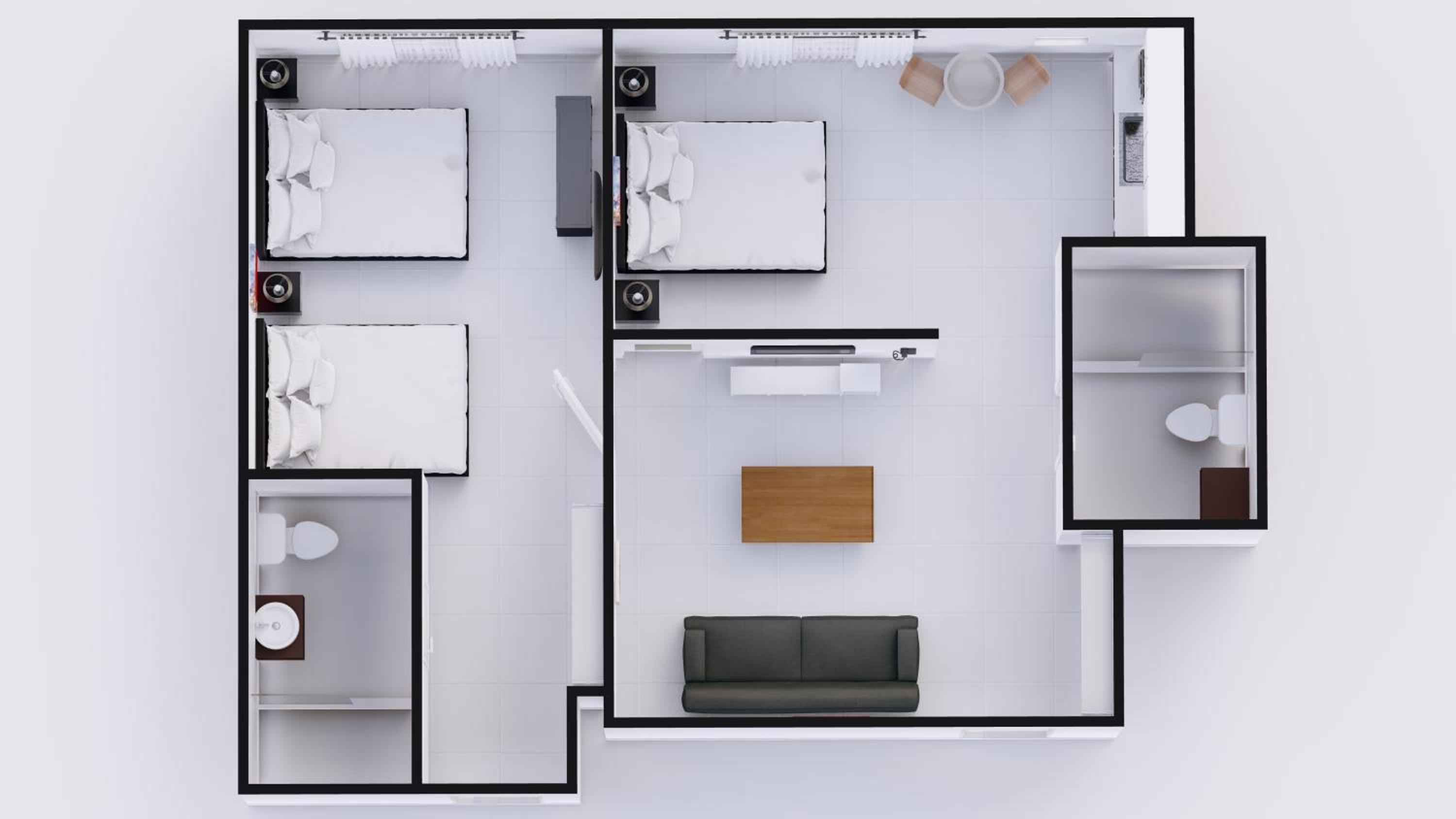 Two-Bedroom Two-Bath Suite with Kitchen thumbnail 6