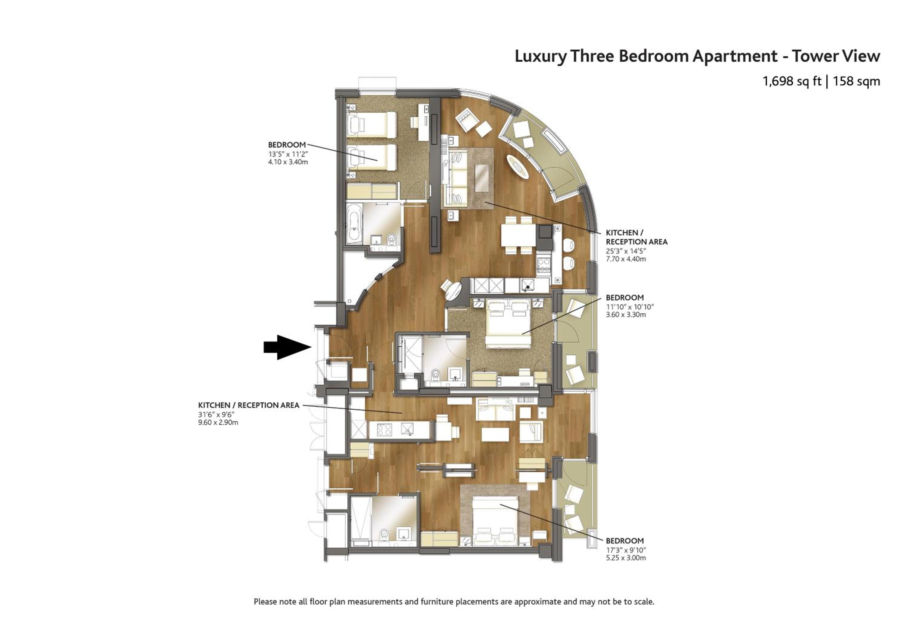 Deluxe Three-Bedroom Apartment with Tower Bridge View