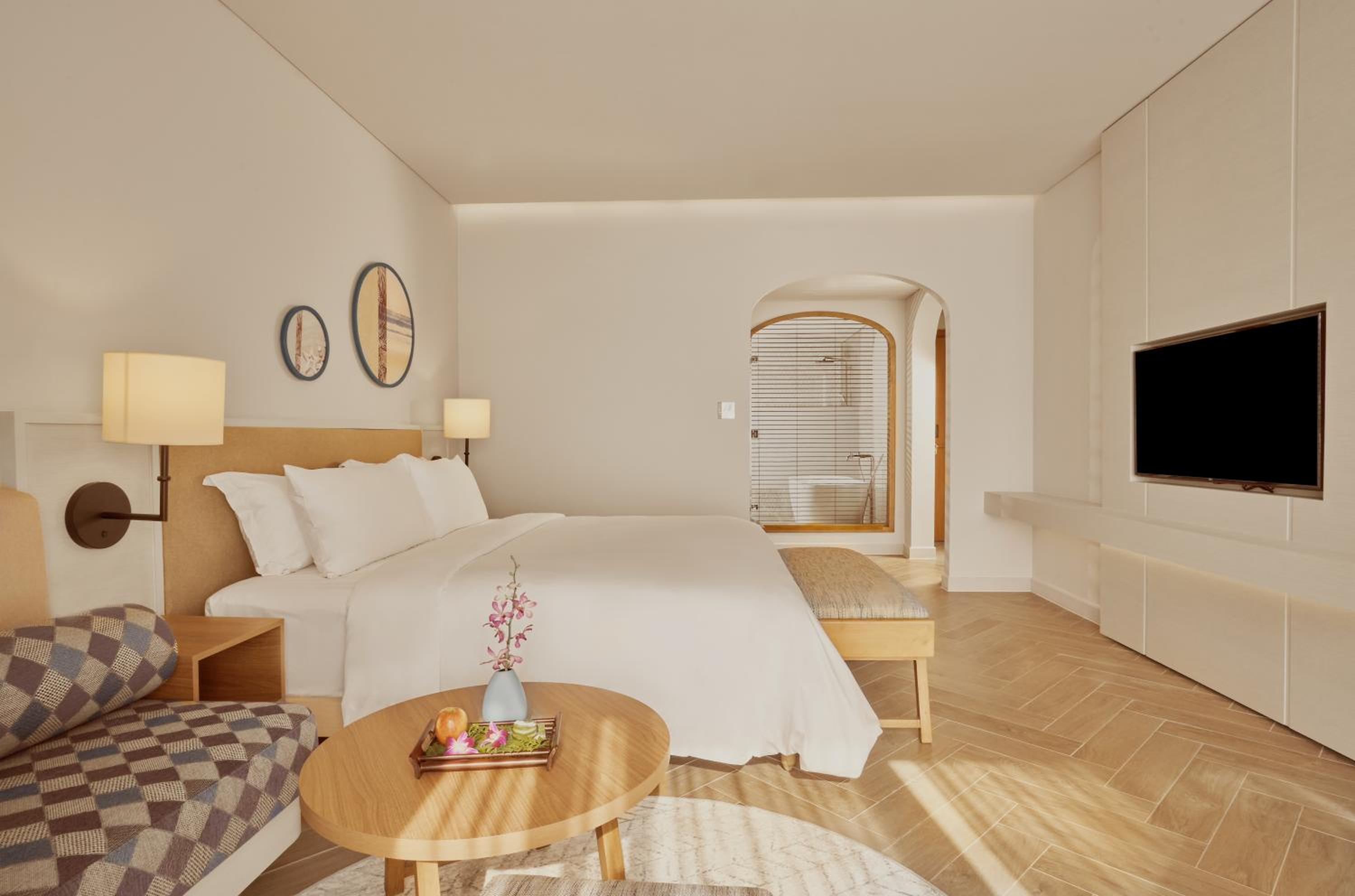 Family Room with One King Bed and Bunk Bed and Sea View