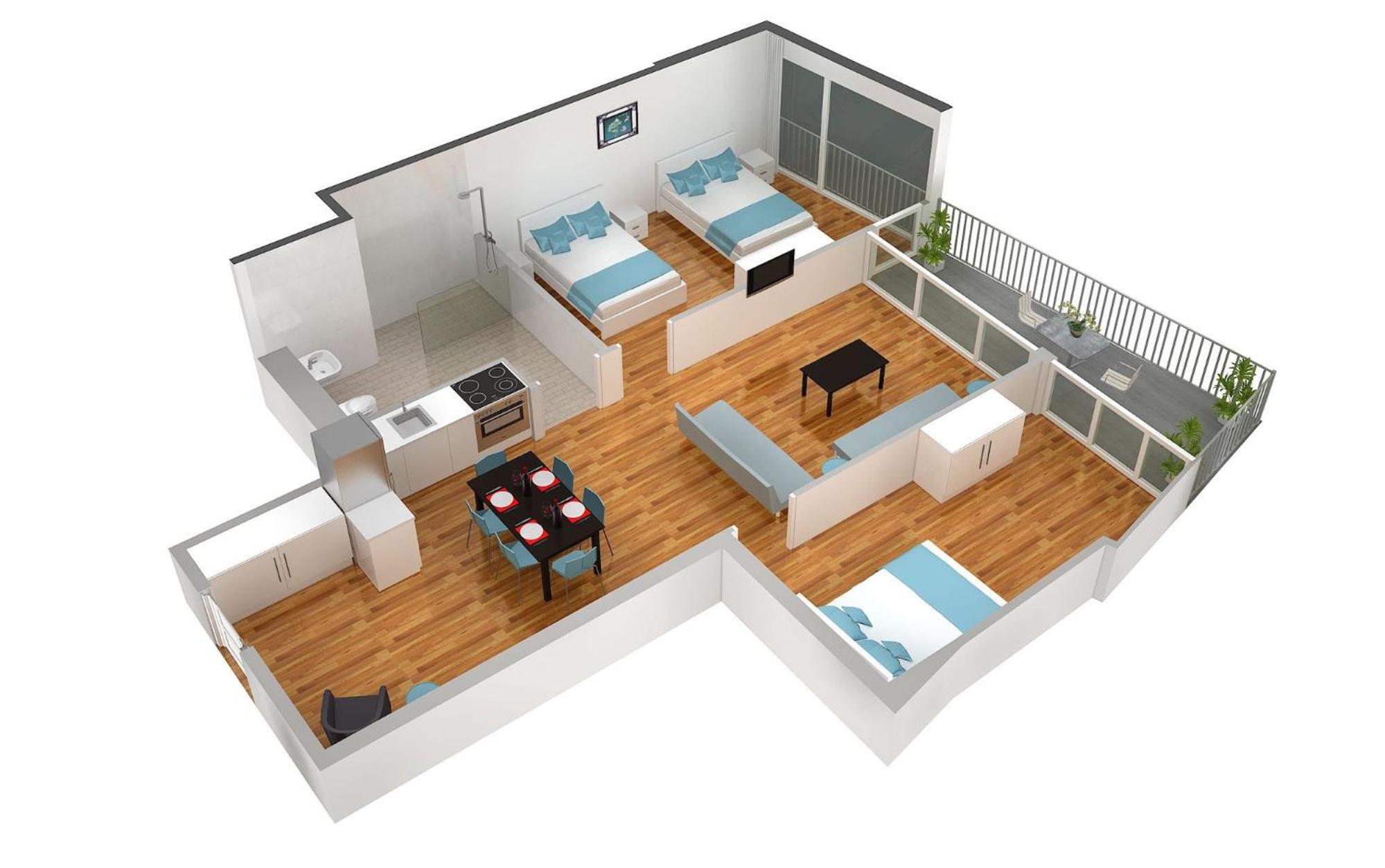 Two-Bedroom Apartment with Balcony A photo 3