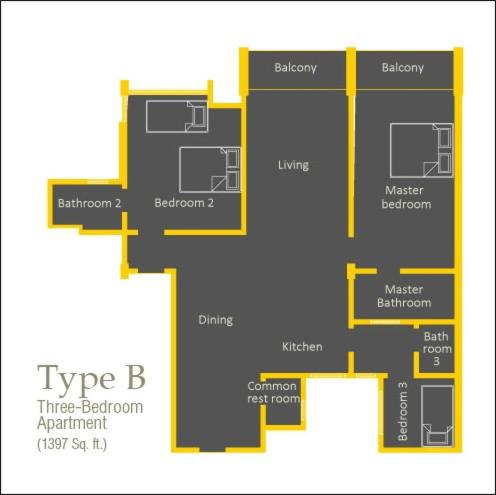 Three-Bedroom Apartment - Photo 2