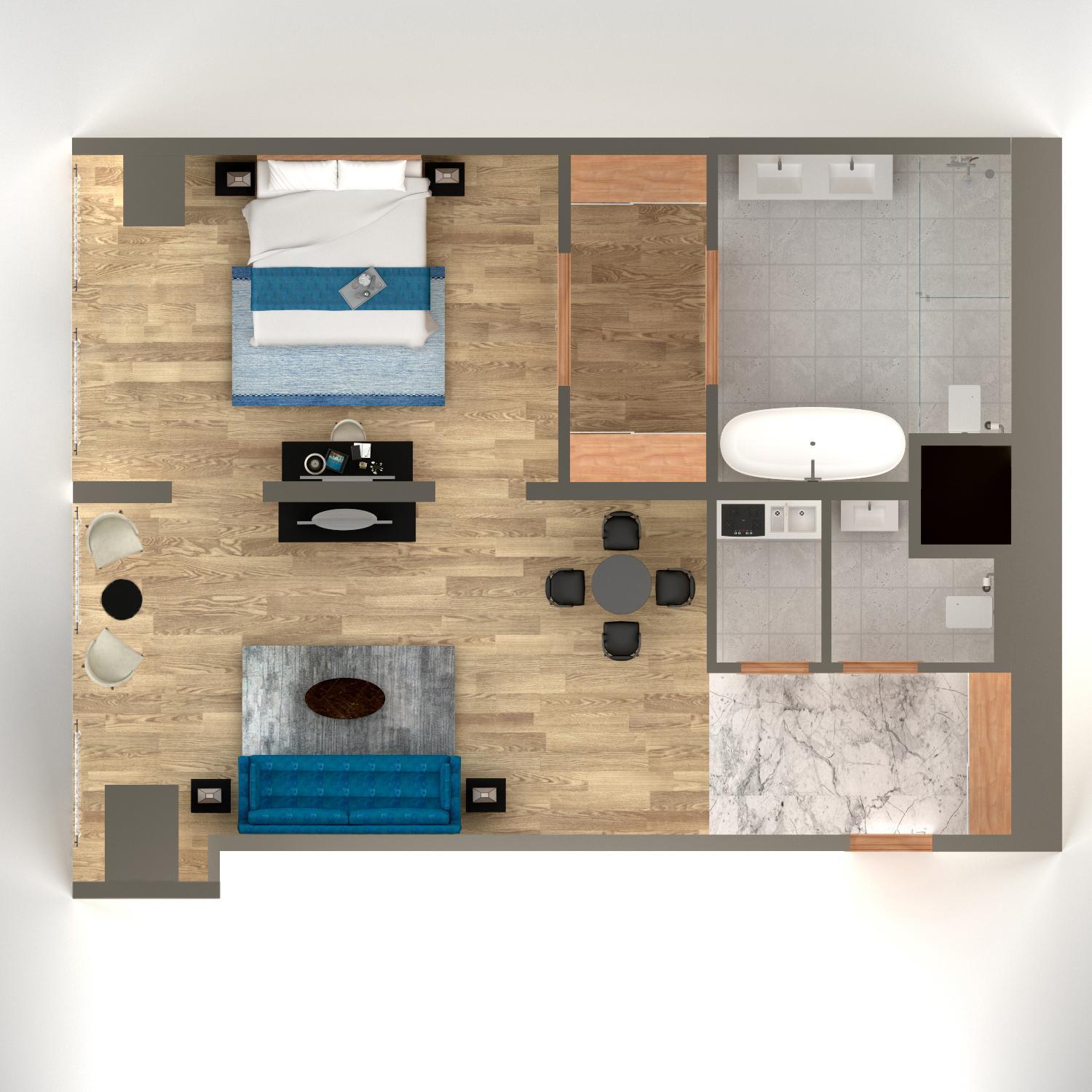 Senior One Bedroom Suite with City View & Kitchenette