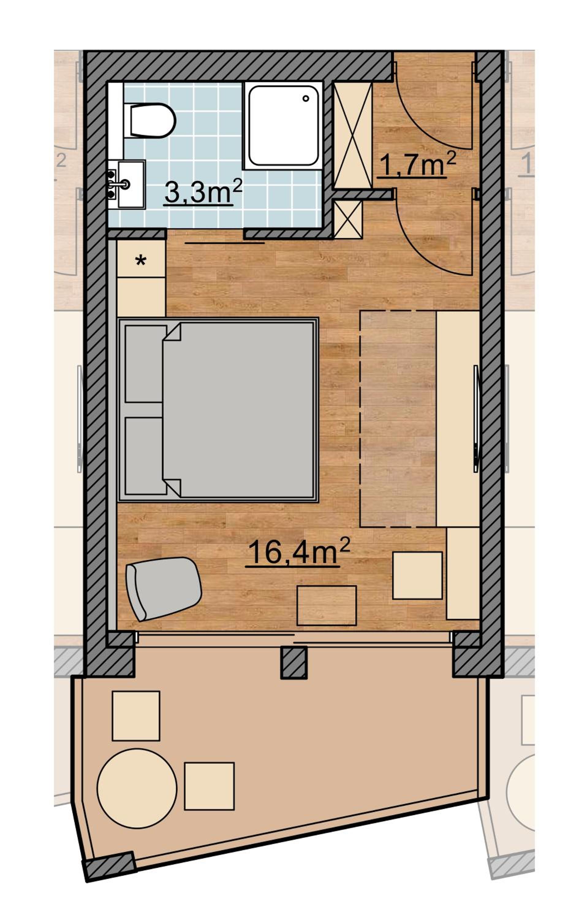 Standard Double or Twin Room with Extra Bed and Balcony photo 2