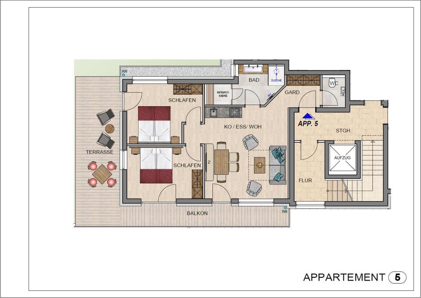 Two-Bedroom Apartment with Shower  photo 2