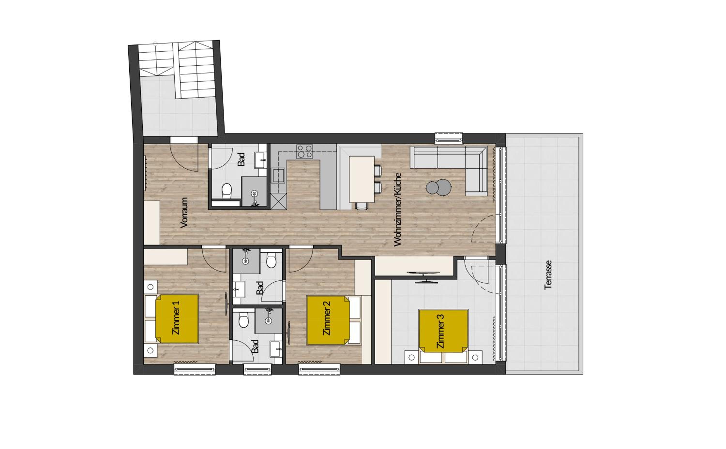 Three-Bedroom Apartment photo 3
