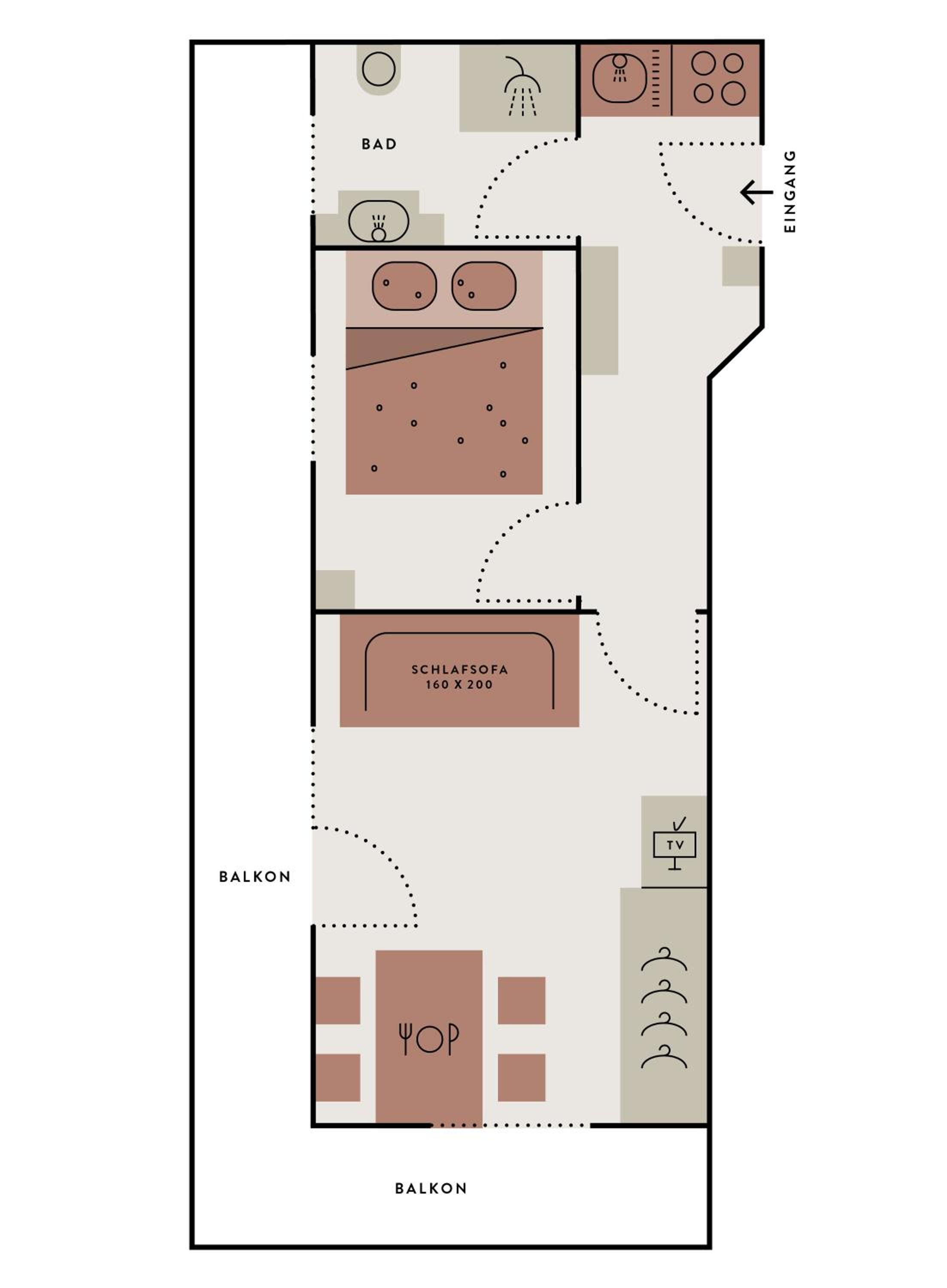 One-Bedroom Apartment with Balcony and Mountain View   photo 2