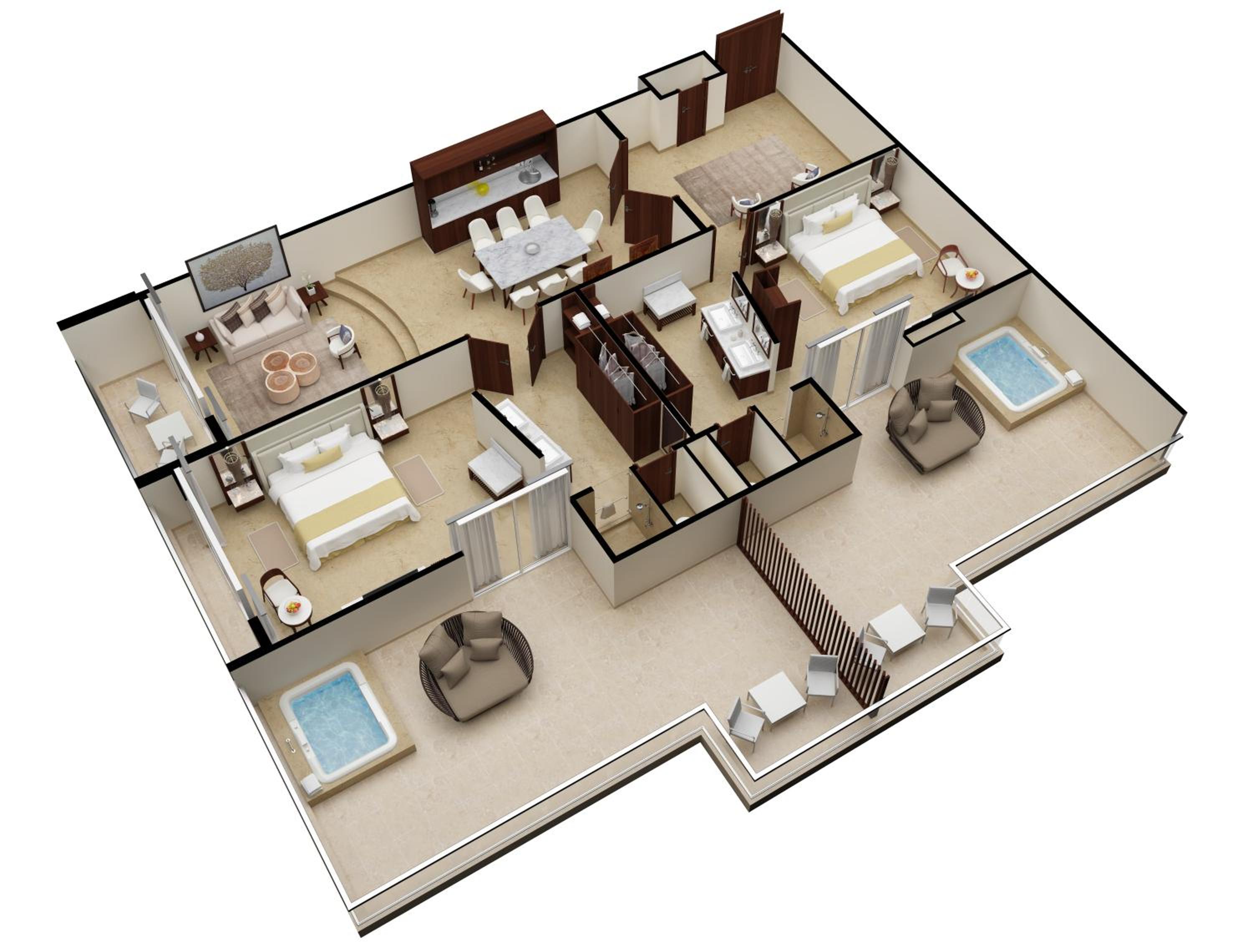 Superior Two Bedroom Presidential Suite Ocean View - King Size Bed