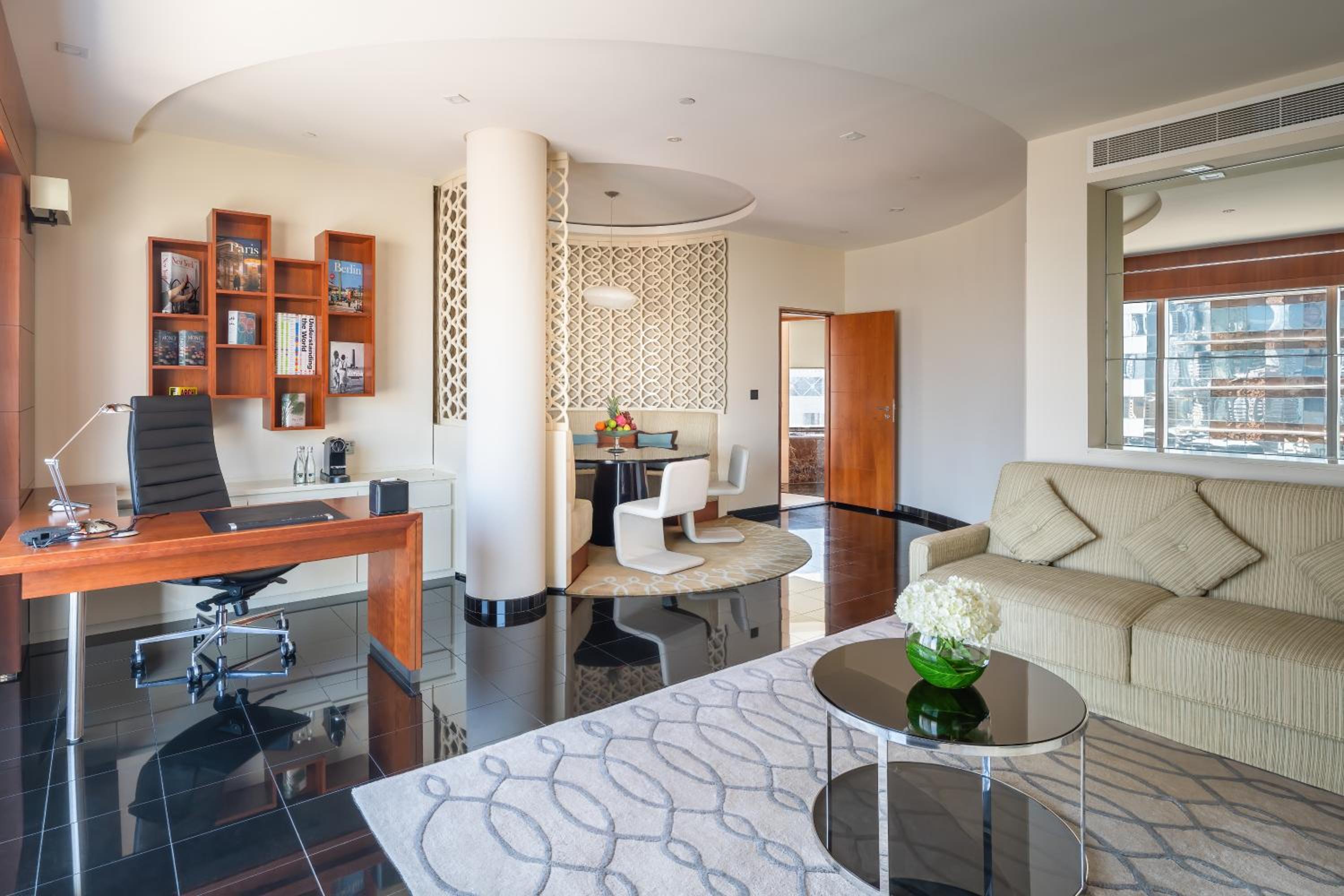 Executive Suite with Panoramic Skyline Views, Airport Transfers, Direct Connectivity to Museum of The Future, Complimentary Breakfast, Signature Afternoon Tea, Evening Sundowners, Soft Refreshments and Canapes
