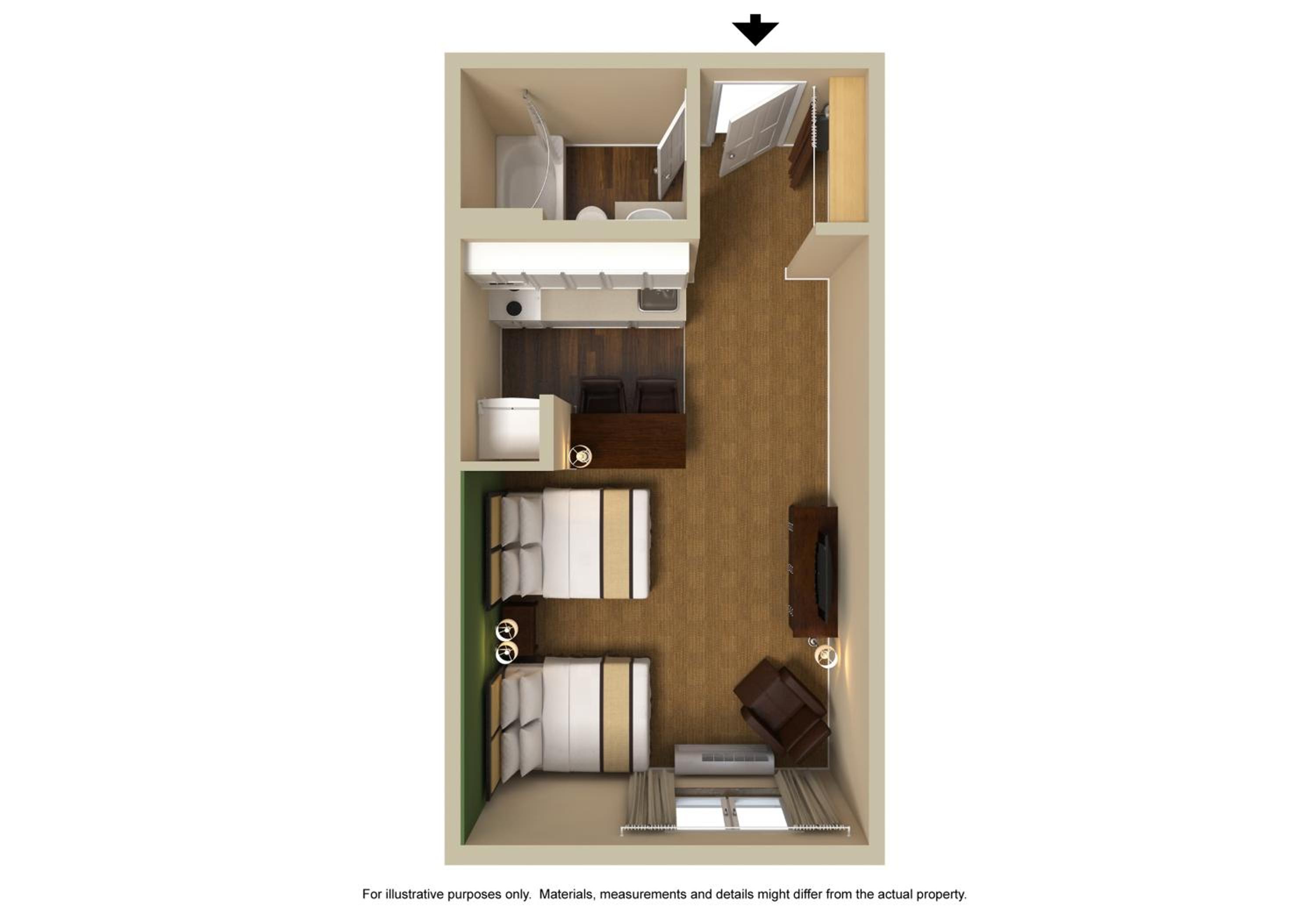 Studio with Two Double Beds - Disability Access - Non-Smoking photo 2