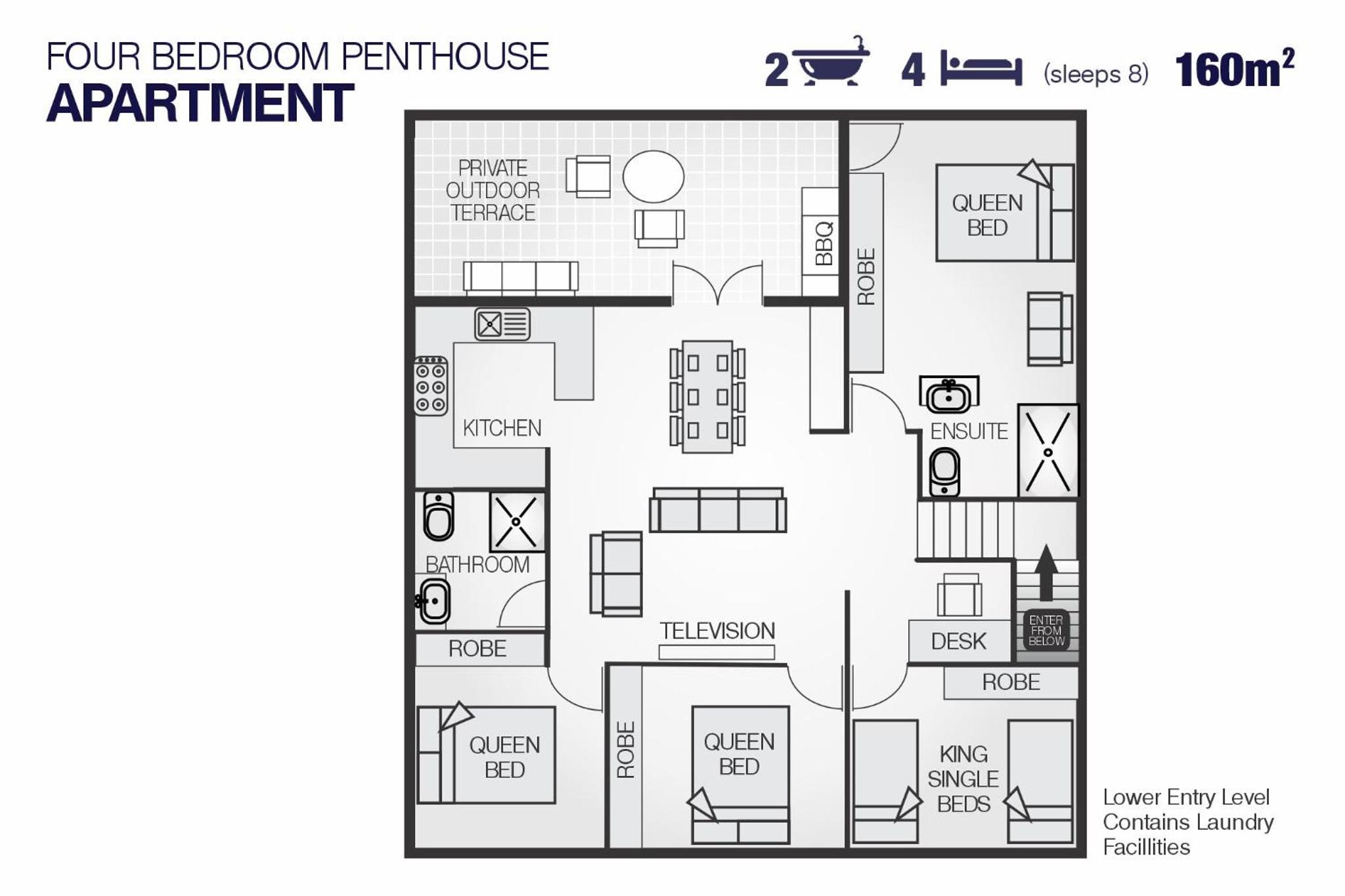 Beachfront Four-Bedroom Apartment - Penthouse photo 3