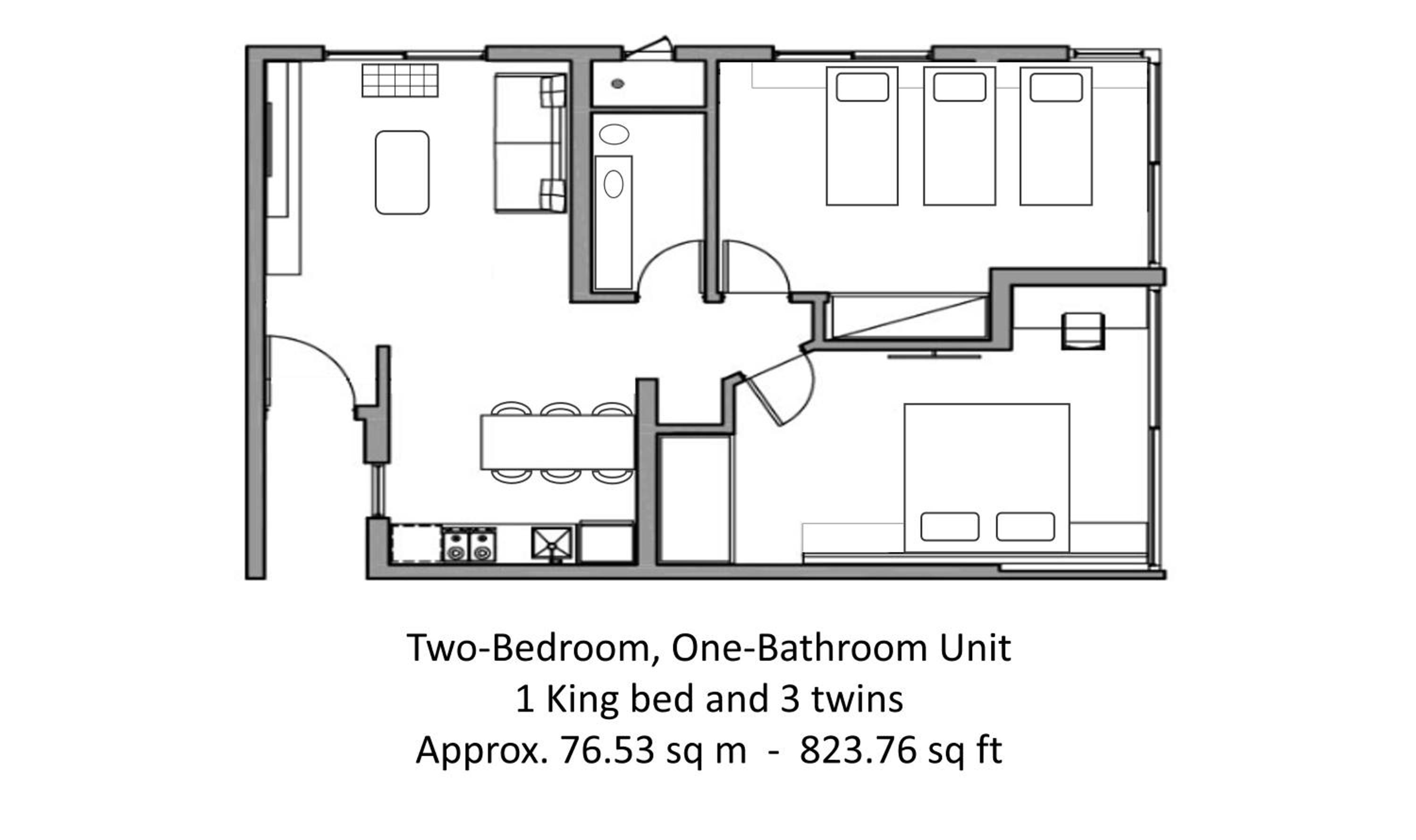 Two-Bedroom Apartment - 1 King & 3 Twins photo 3