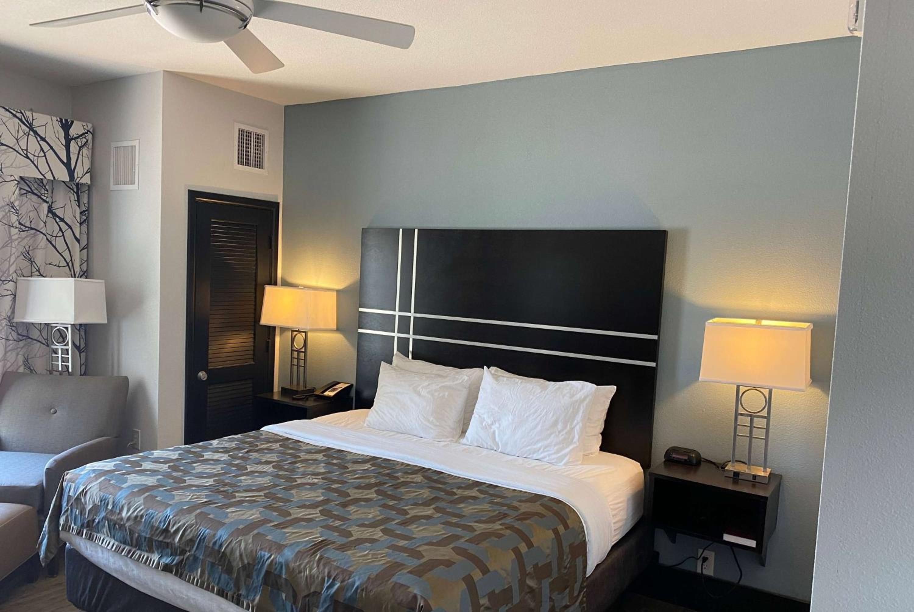 1 King Bed, Deluxe Mobility/Hearing Accessible Room, Roll-In-Shower, Non-Smoking