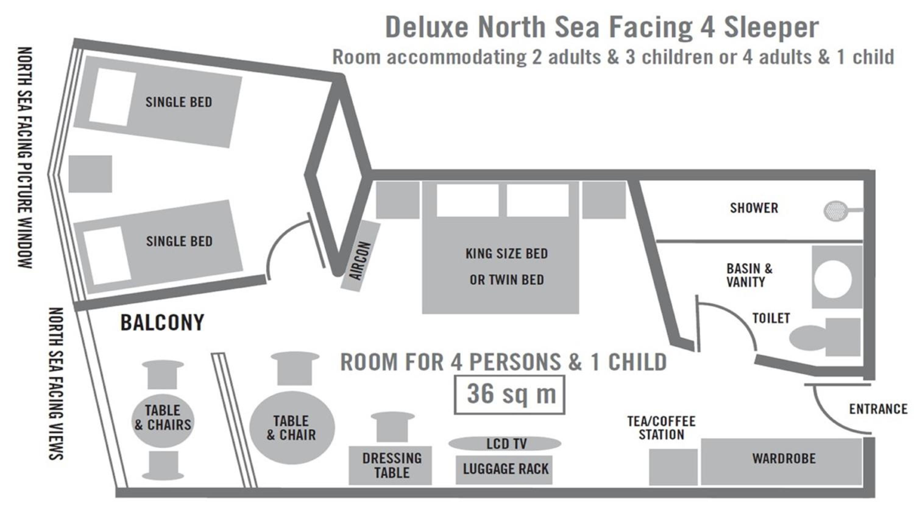 Deluxe Quadruple Room - North Sea Facing