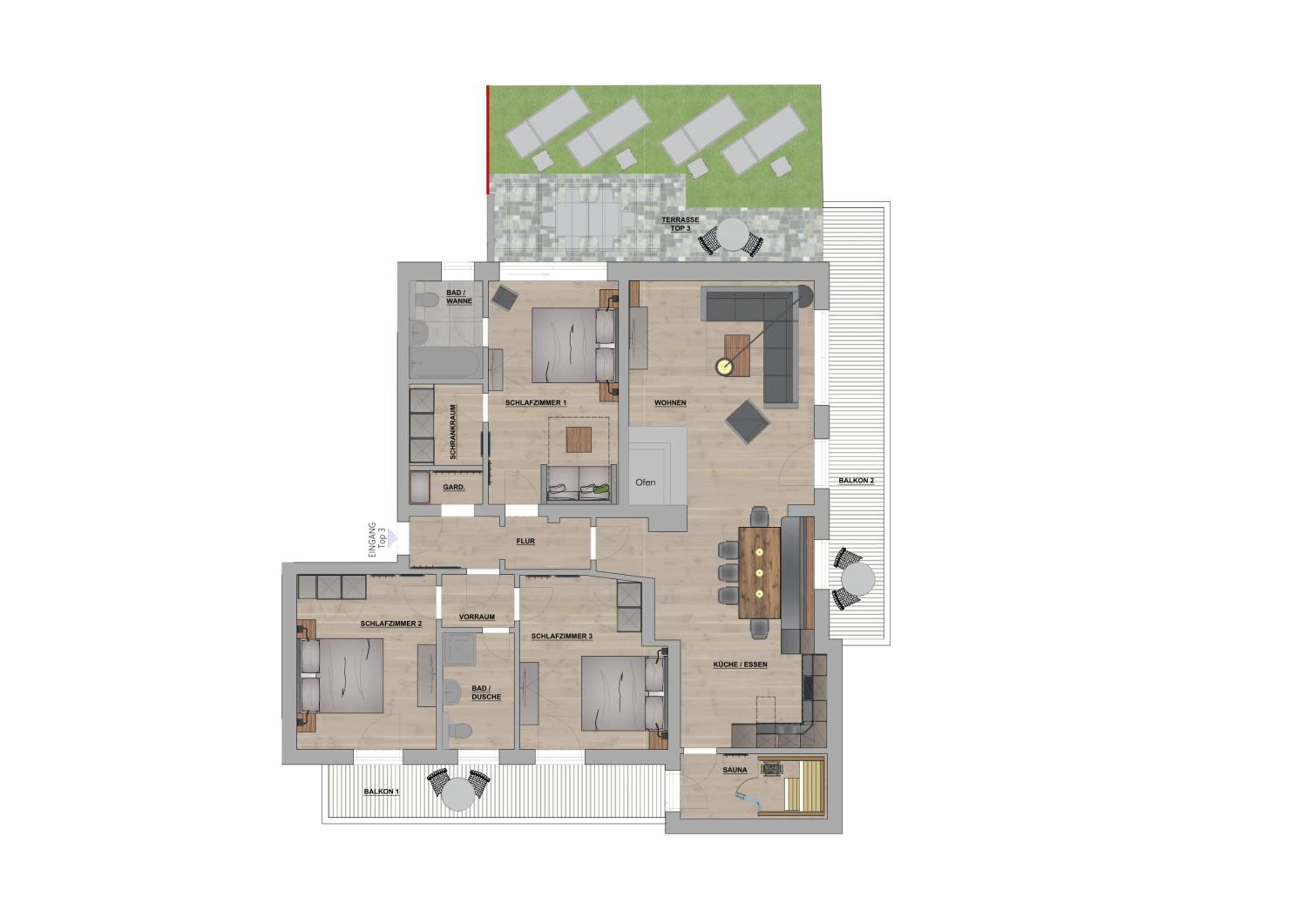 Three-Bedroom Apartment photo 2