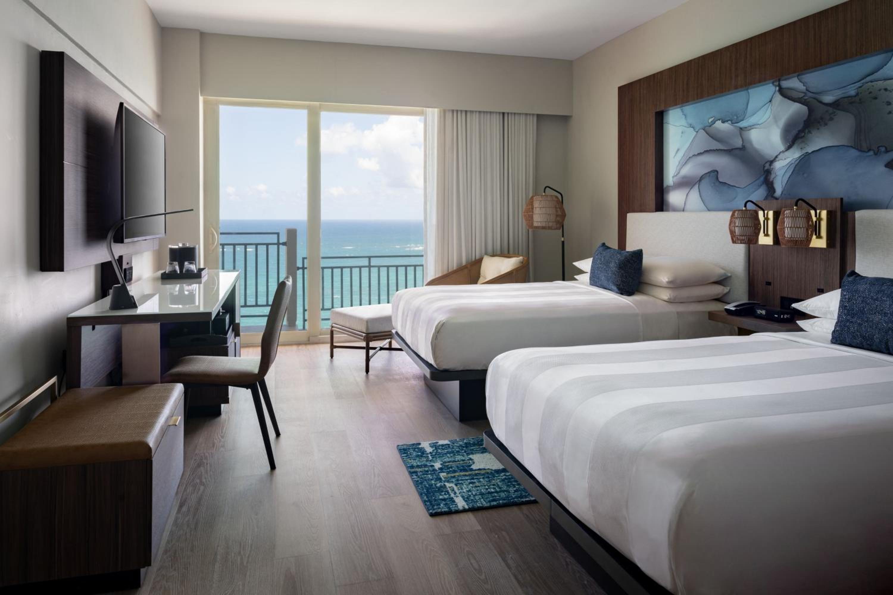 Ocean Front Room with Two Double Beds, Balcony, Tower - Photo 1