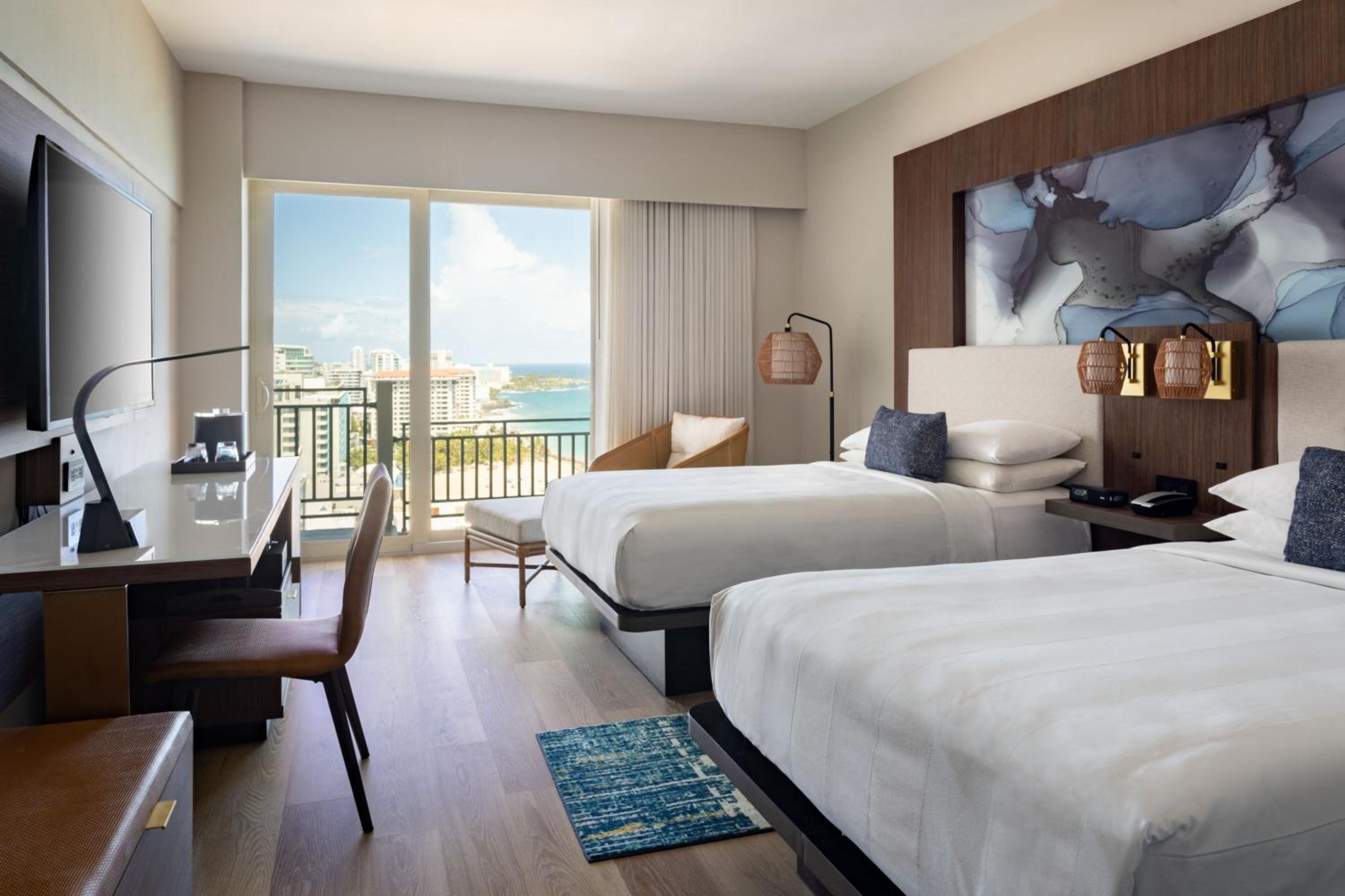 Ocean View Room with Two Double Beds, Balcony, Tower - Photo 1