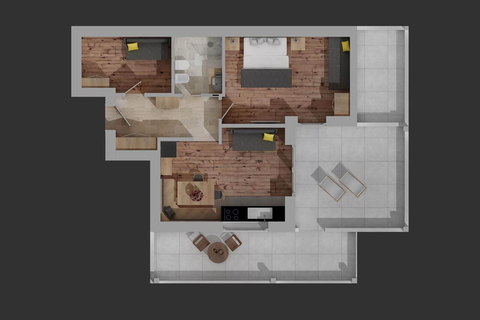 Two-Bedroom Deluxe Apartment with Garden View photo 2