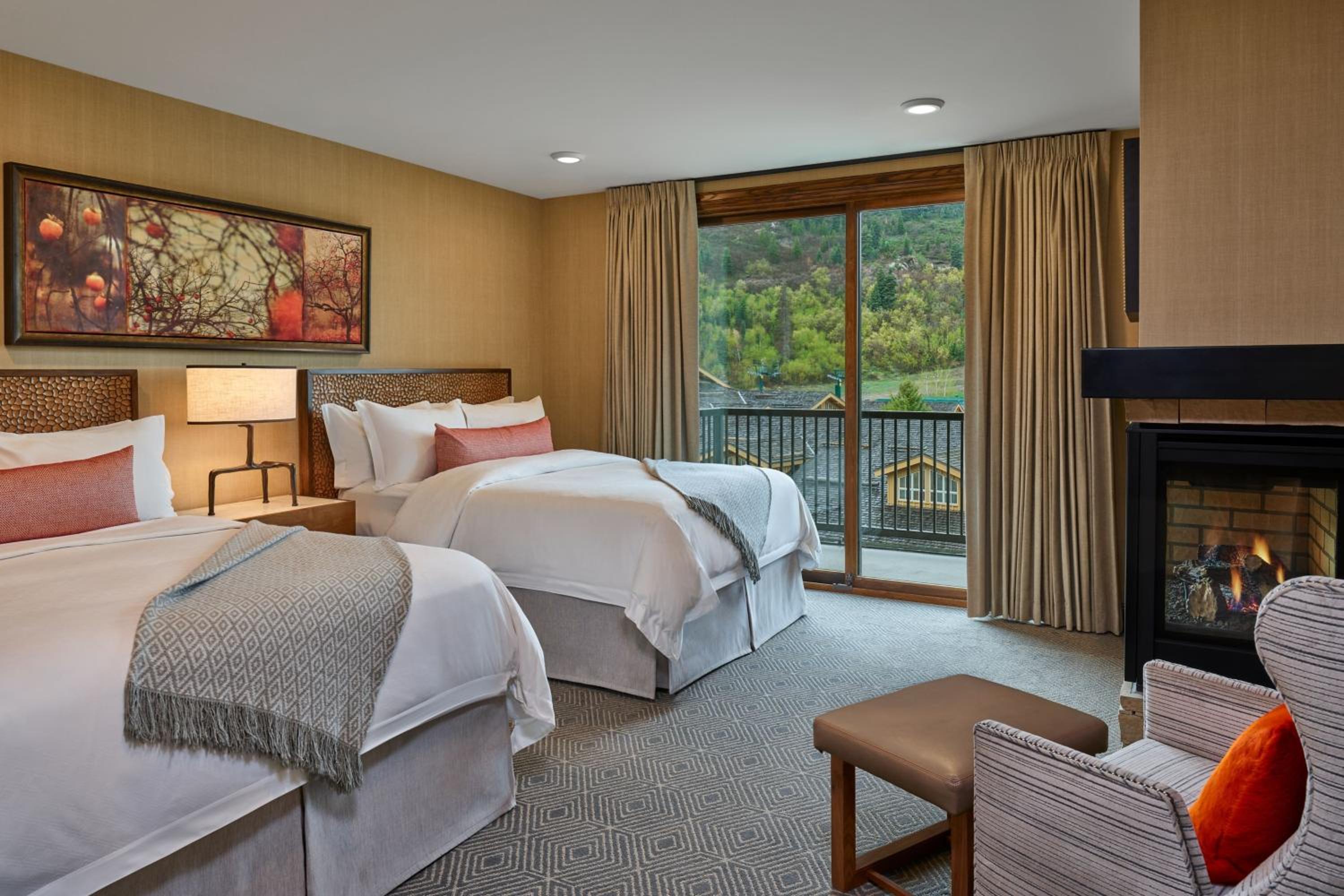 Deluxe Queen Room with Two Queen Beds, Balcony and Fireplace