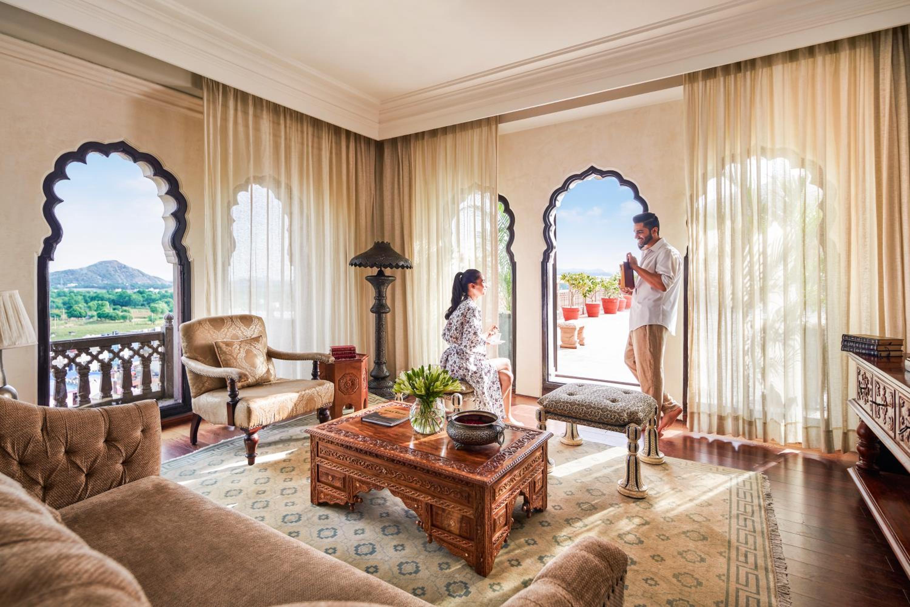 Terrace Suite: 2 complimentary craft beers or signature cocktail at Anjum per room per stay, Happy Hours (Buy 1 Get 1) at Anjum Bar on Select beverages,20% off on Food & Soft Beverage and Laundry, Set dinner for couple at Zarin@INR 5000++ Terrace Suite: 2 complimentary craft beers or signature cocktail at Anjum per room per stay, Happy Hours (Buy 1 Get 1) at Anjum Bar on Select beverages,20% off on Food & Soft Beverage and Laundry, Set dinner for couple at Zarin@INR 5000++