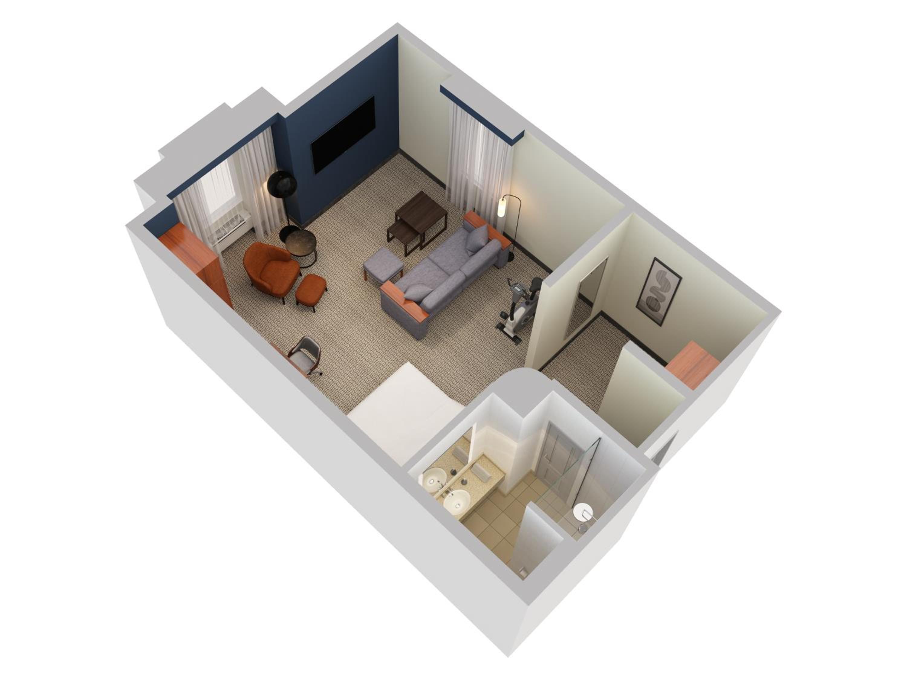 King Room with Exercise Equipment and Sofa Bed