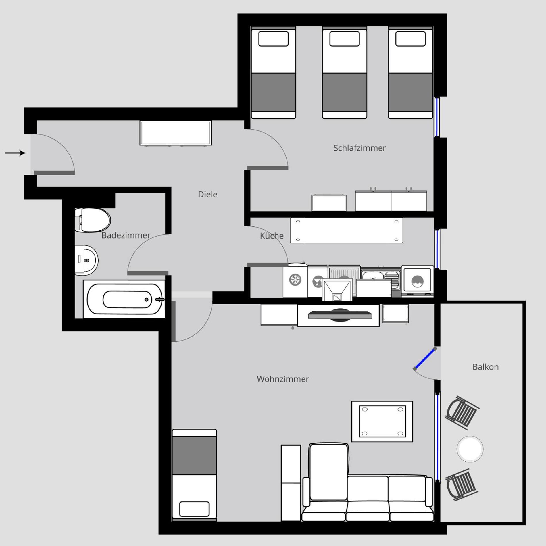 Three-Bedroom Apartment photo 3