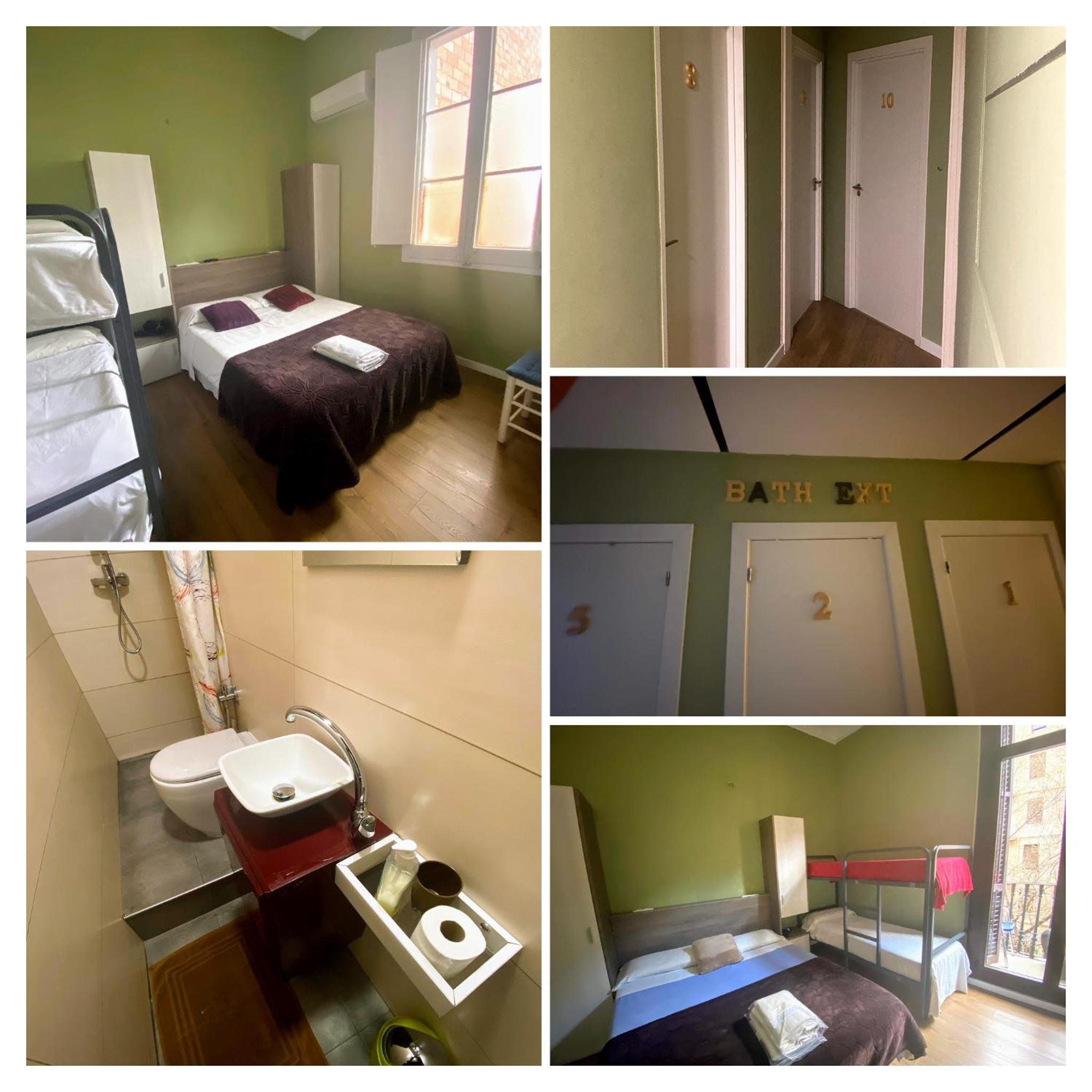 Double room with two extra beds and private external bathroom.