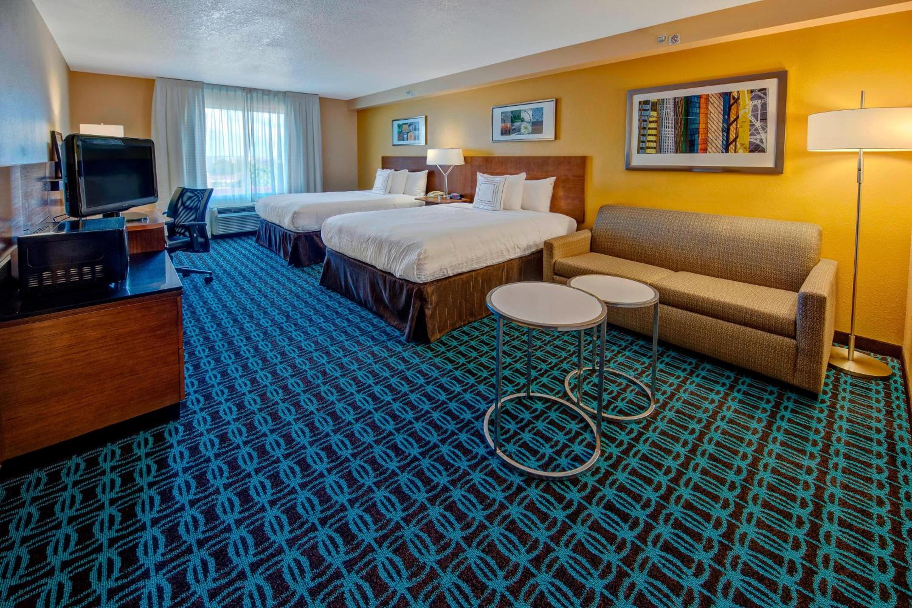 Double Room with Two Queen Beds and Sofa Bed