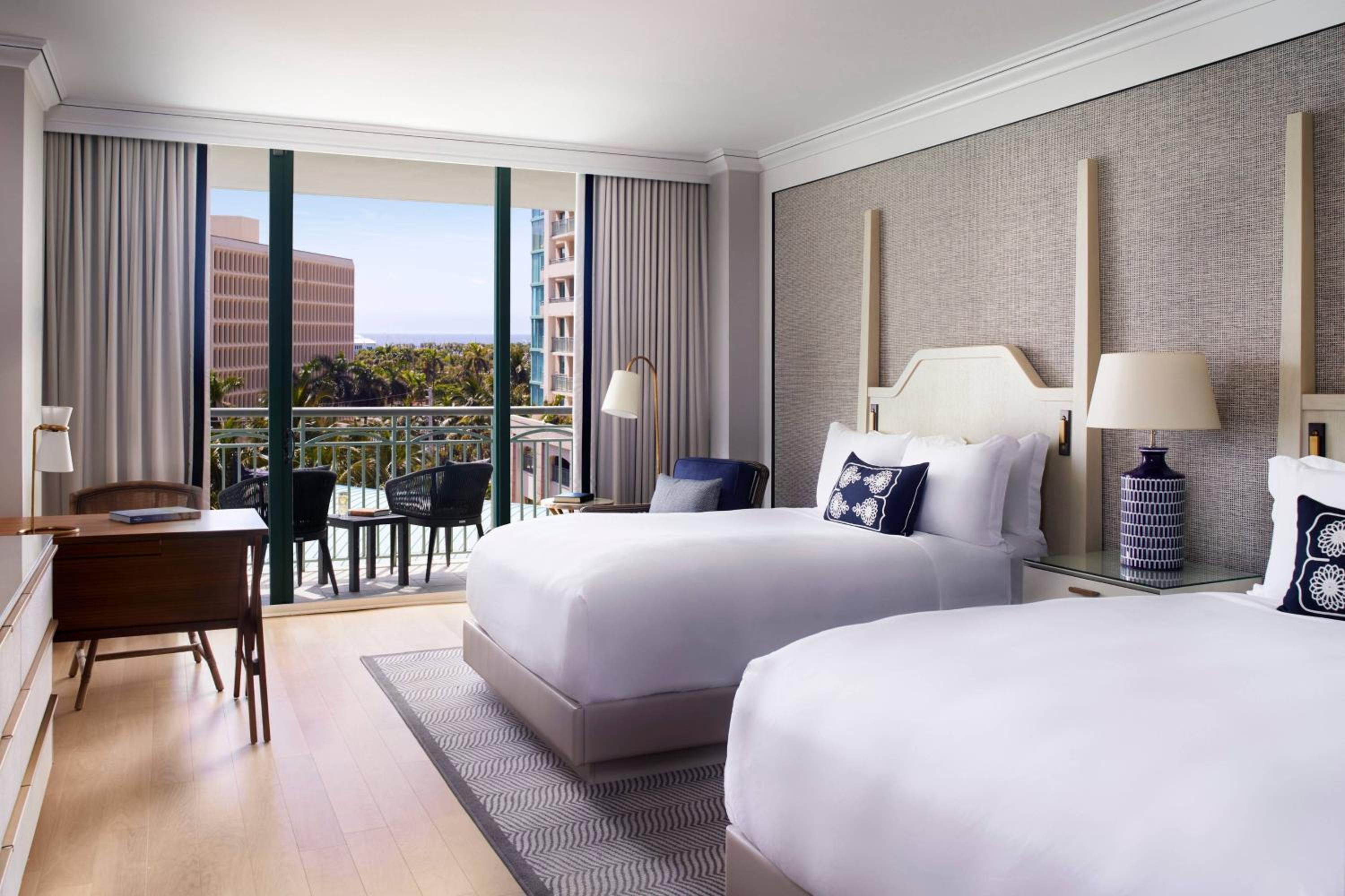 Guest Room with Two Double Beds, Balcony and Partial Bay View