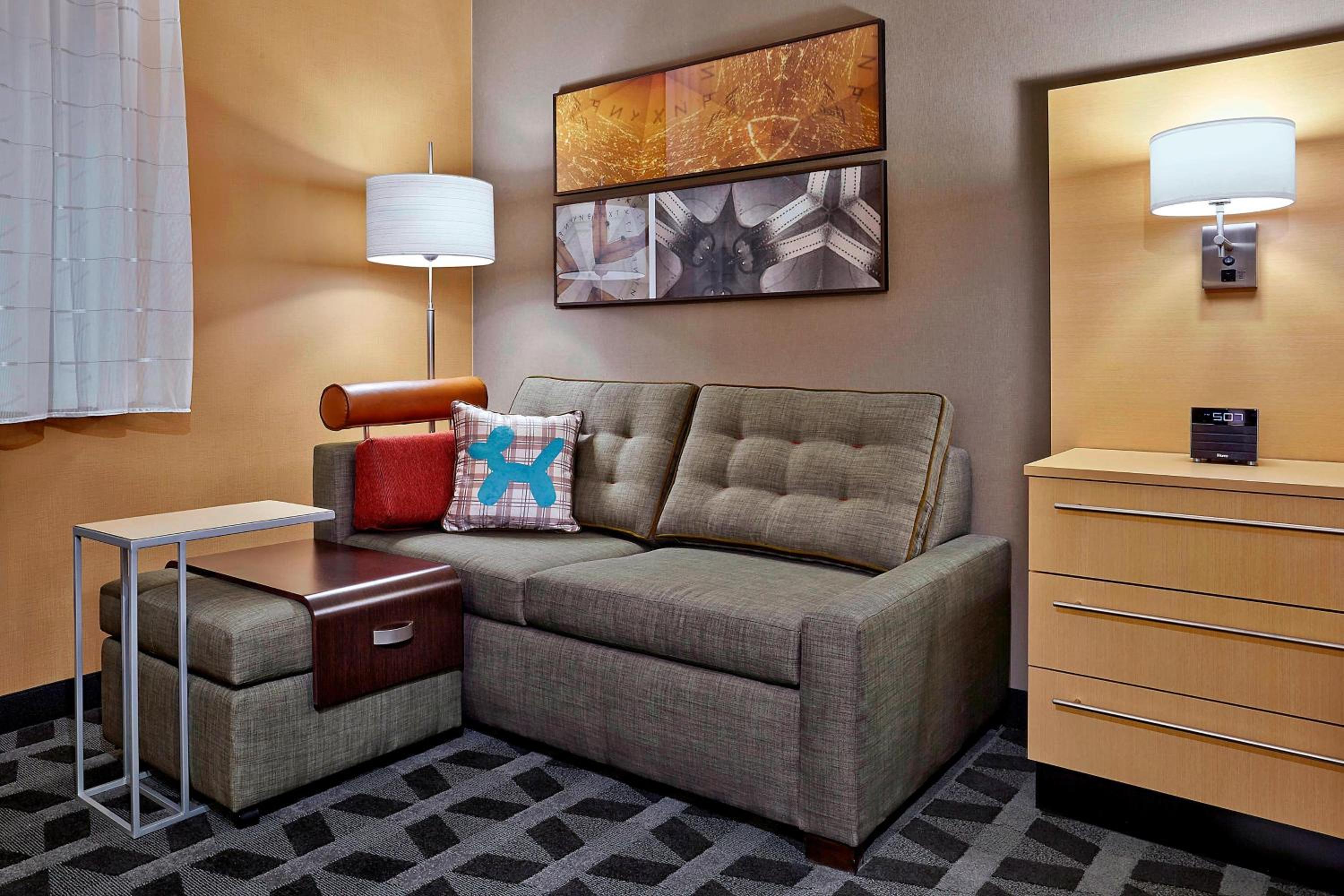 living room with a couch and a small coffee table