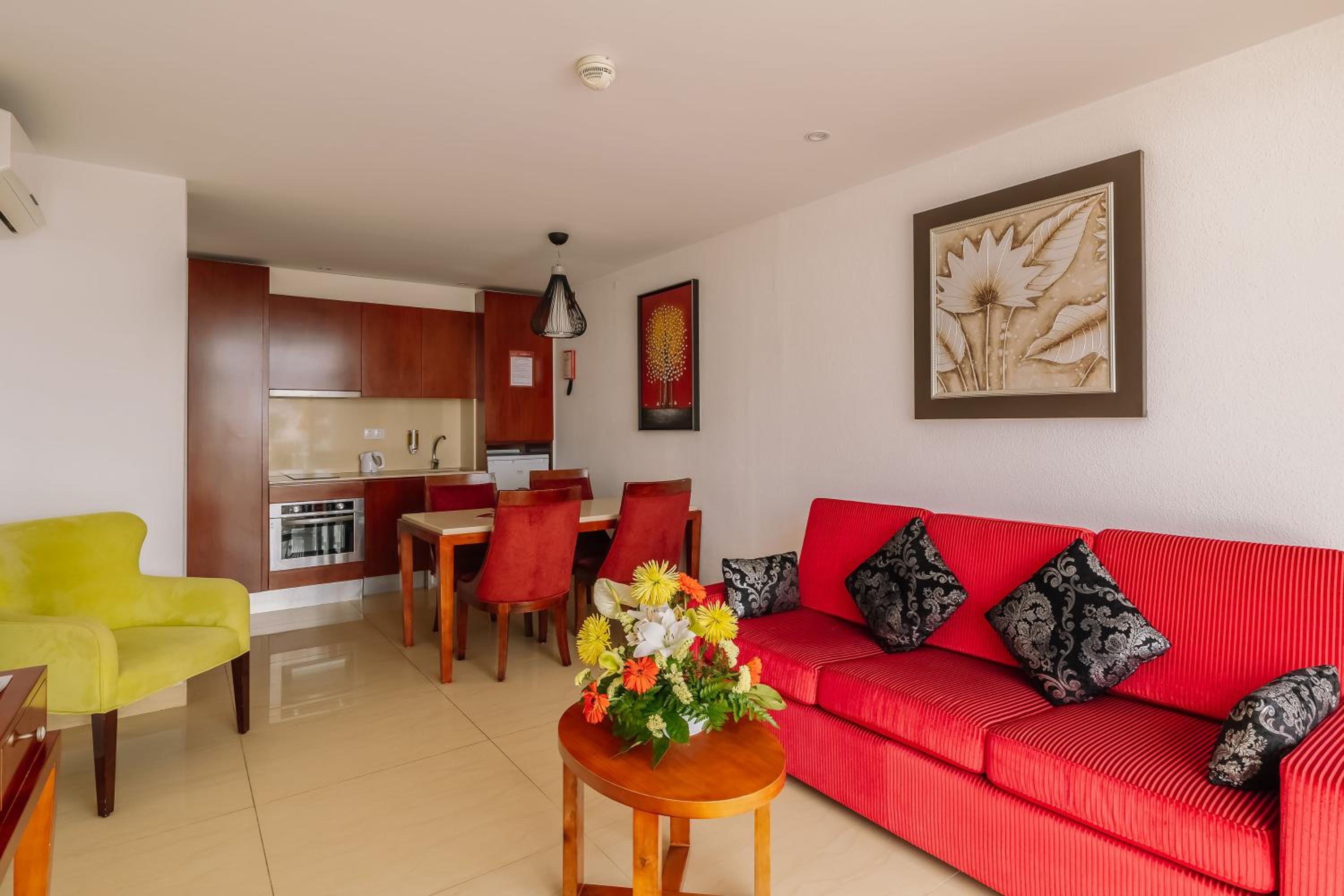 Relax in style with modern comforts and vibrant decor.