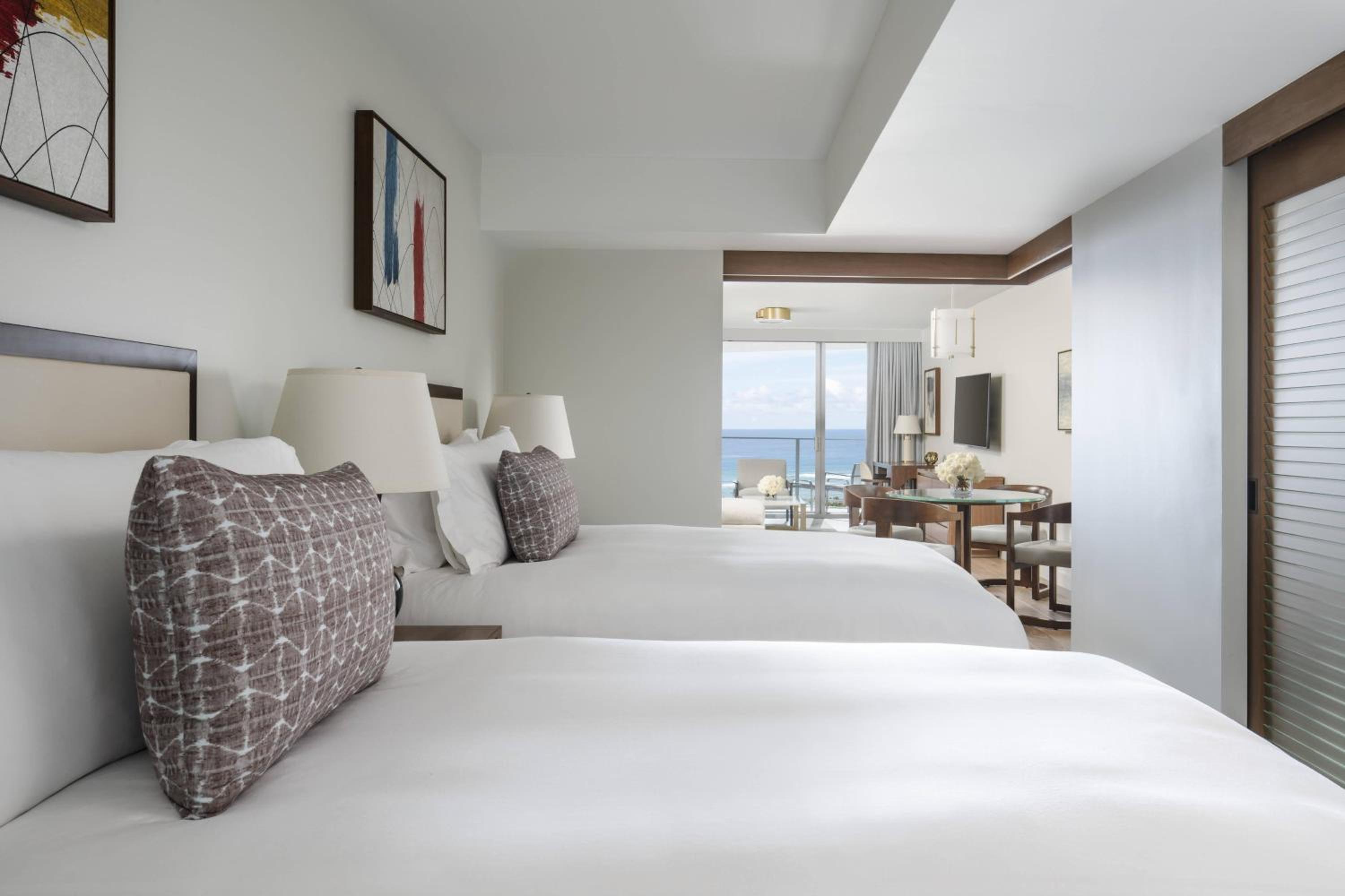 Deluxe One-Bedroom Suite with Two Double Beds and Ocean View