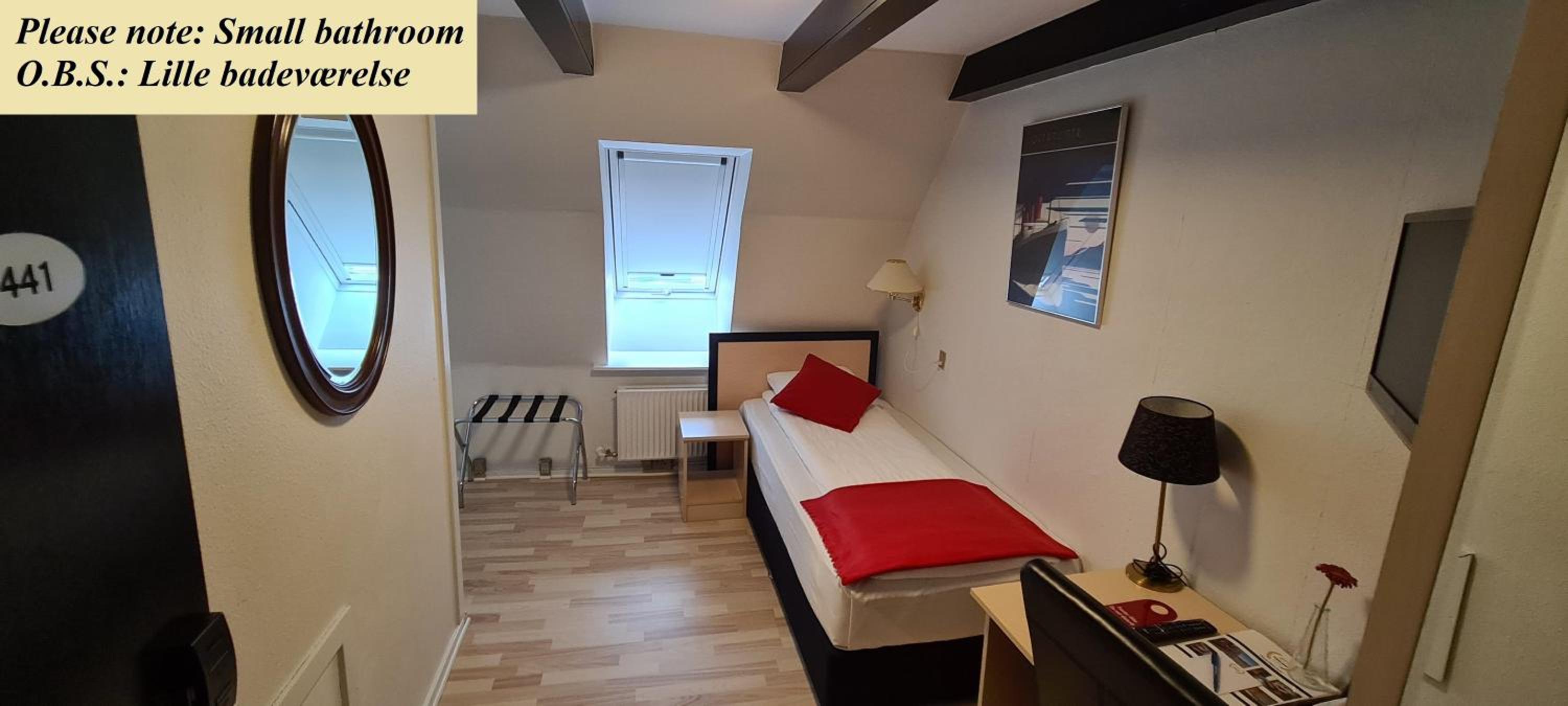 Economy single room, Small bathroom, note stairs to floor photo 3