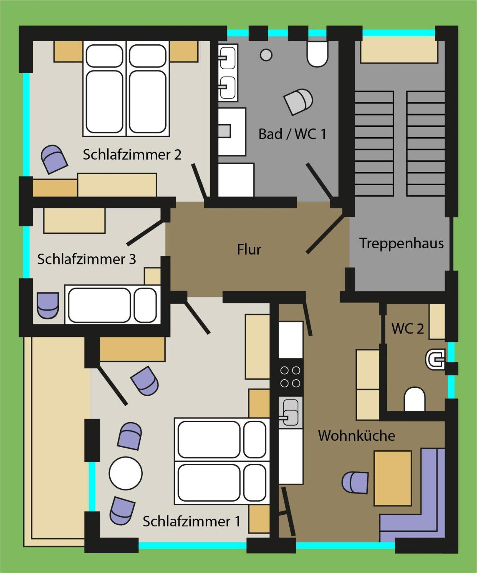 Three-Bedroom Apartment with Shower photo 3