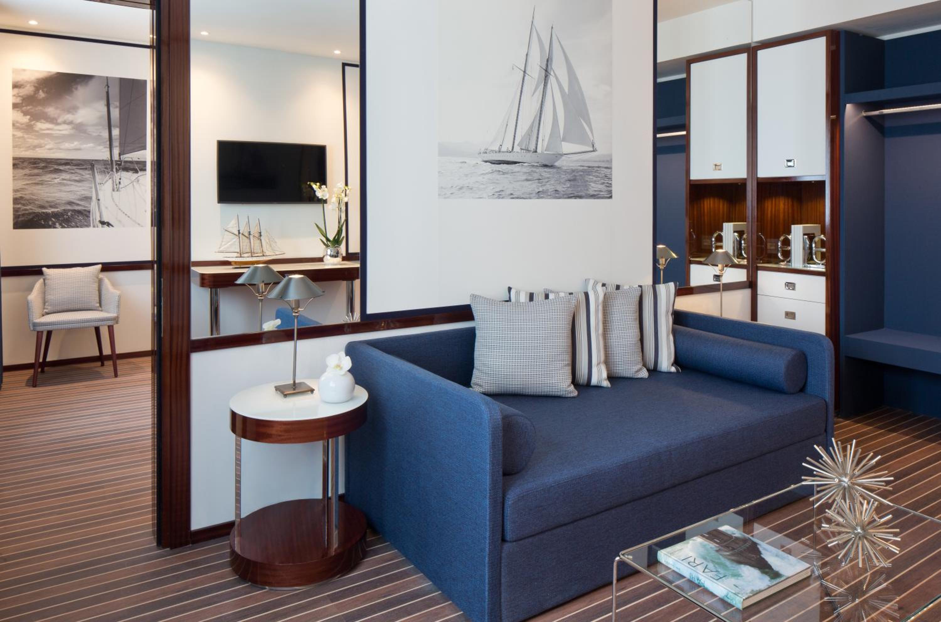 Relax in style and comfort in this chic hotel room.