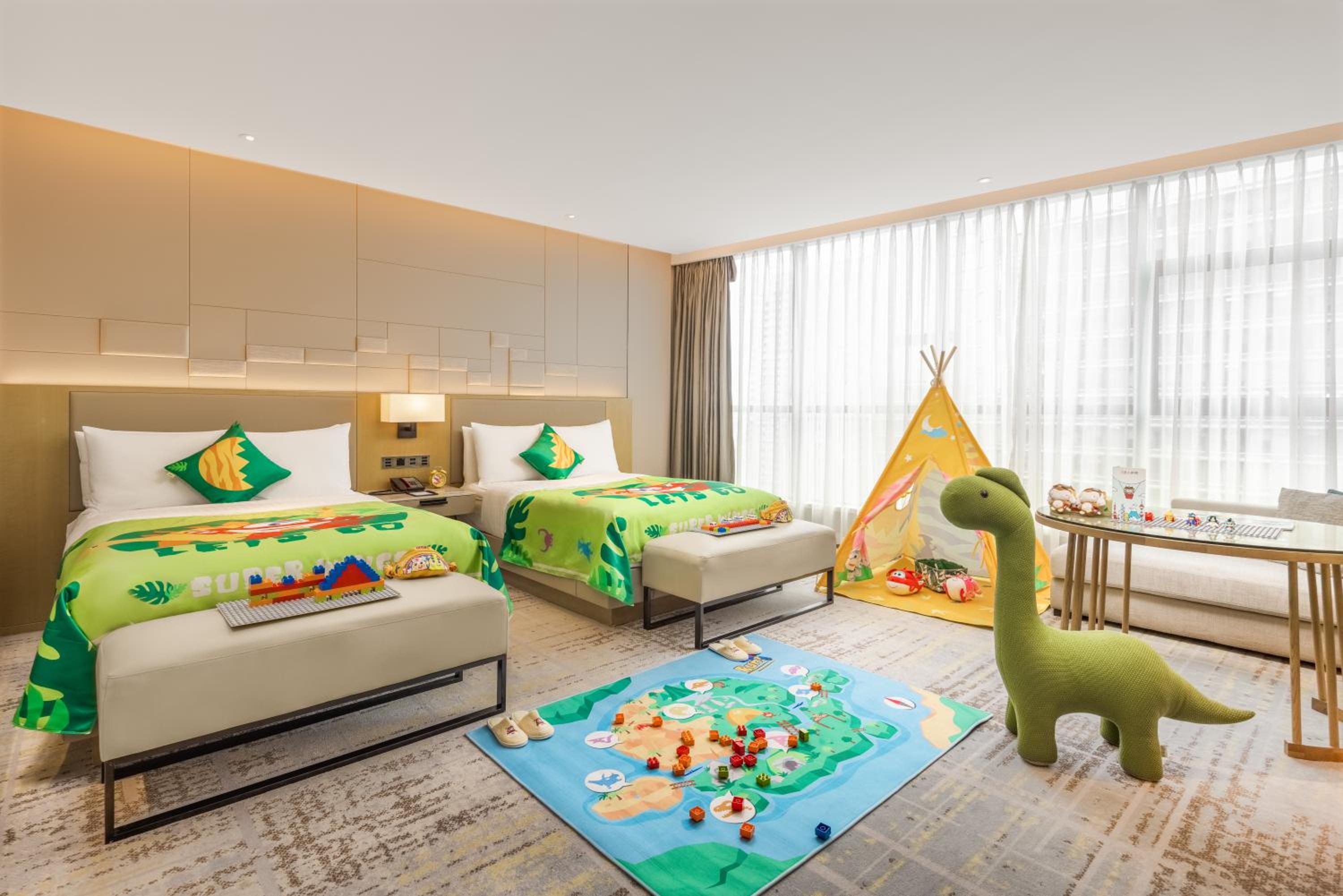 Family Room with Two Twin Beds and Twin Towers View