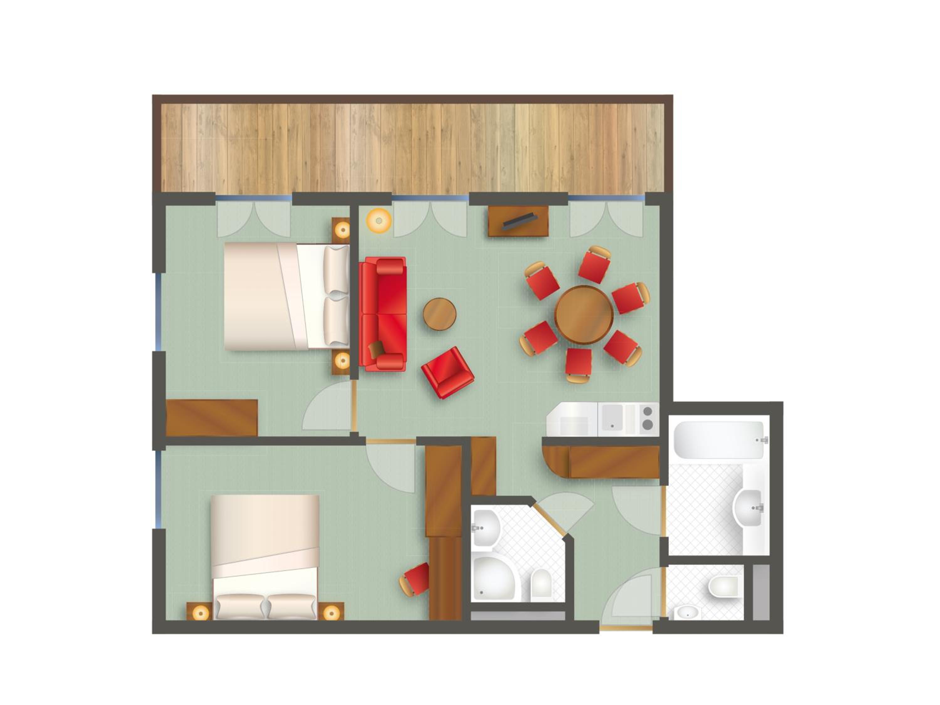 Two-Bedroom Apartment with Balcony