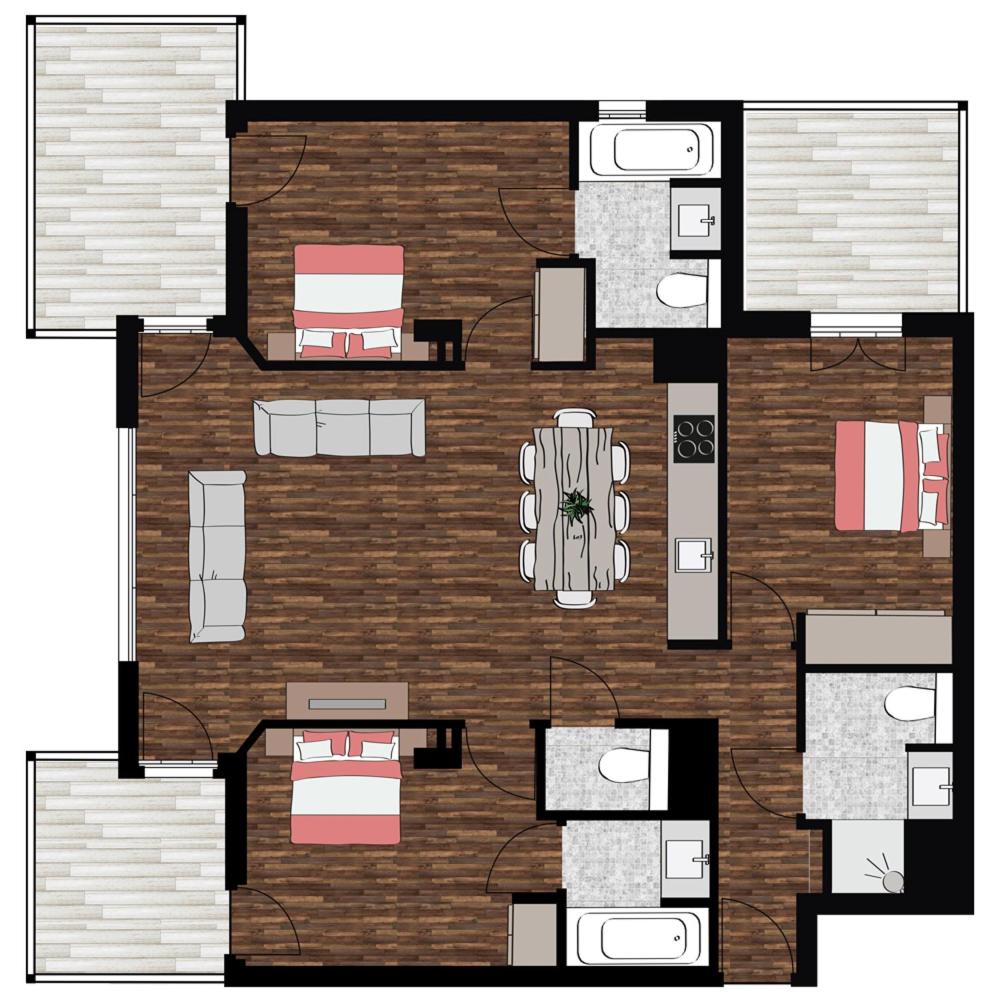 Three-Bedroom Apartment photo 3