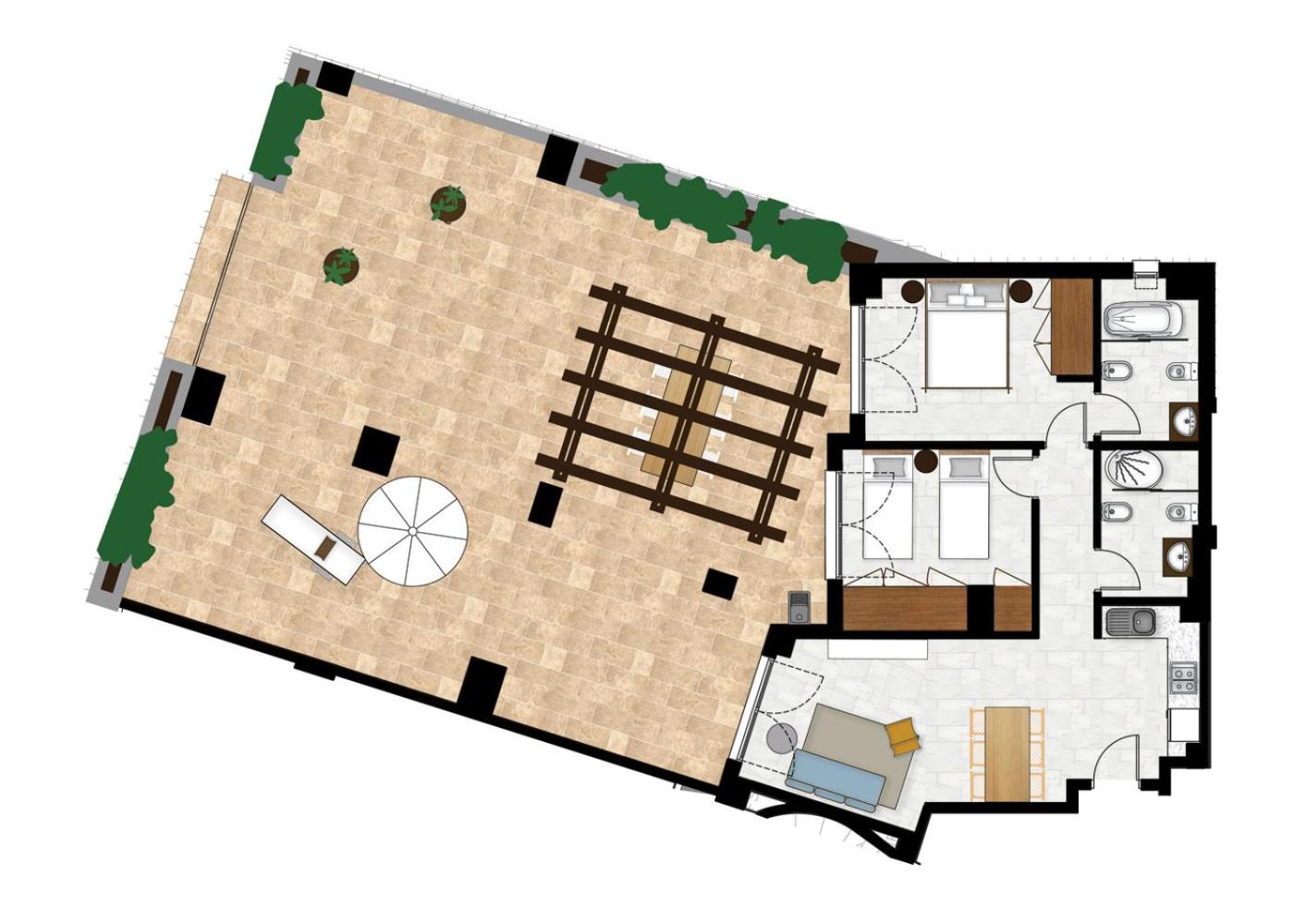 Apartamento de dos habitaciones con vista al panorama Apartamento de dos habitaciones con vista al panorama