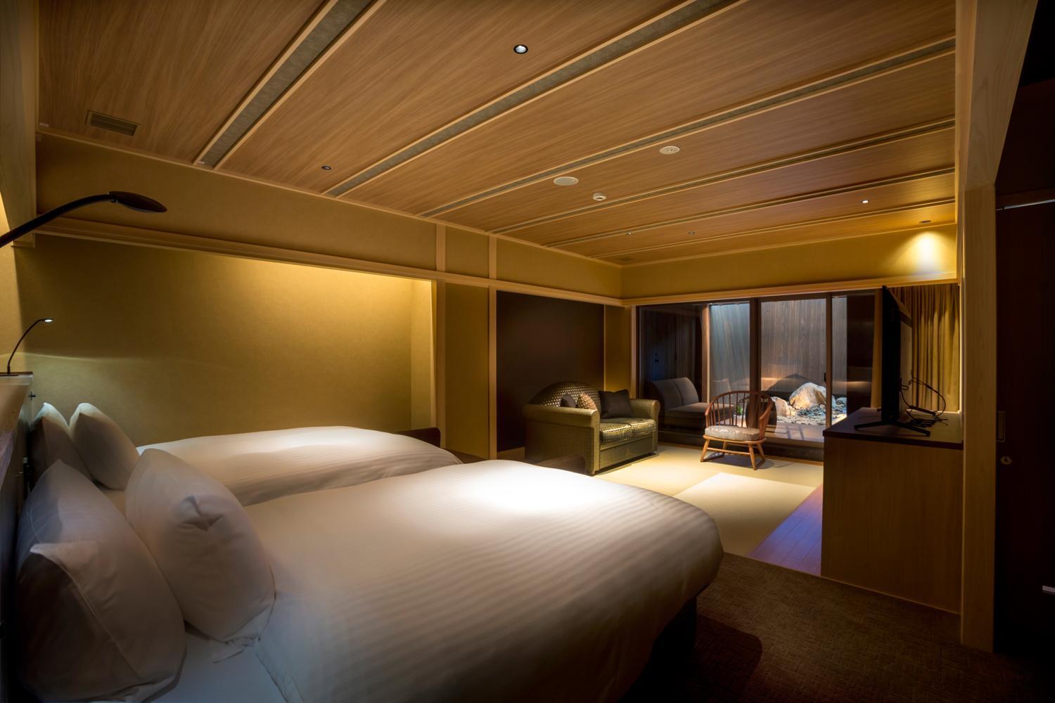 Twin Room with open-air bath & terrace TYPE A - Non-Smoking (Lower ground floor) photo 1